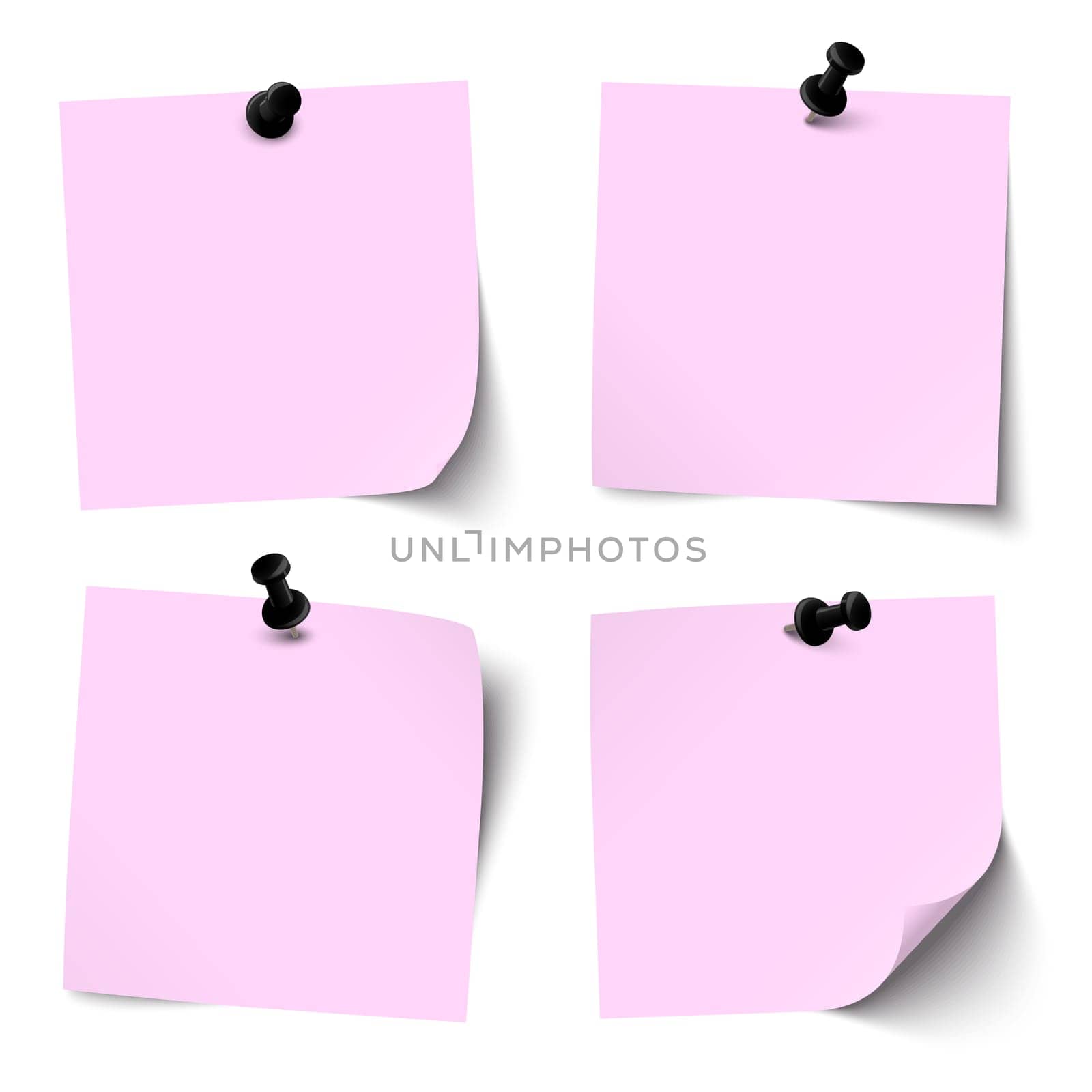 colored sticky papers with black pin needle
