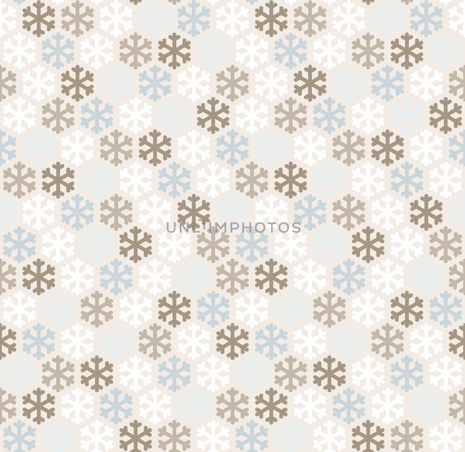 seamless blue and white colored snowflake background