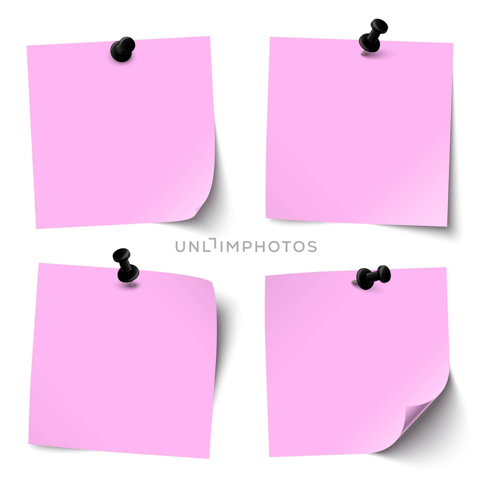 colored sticky papers with black pin needle