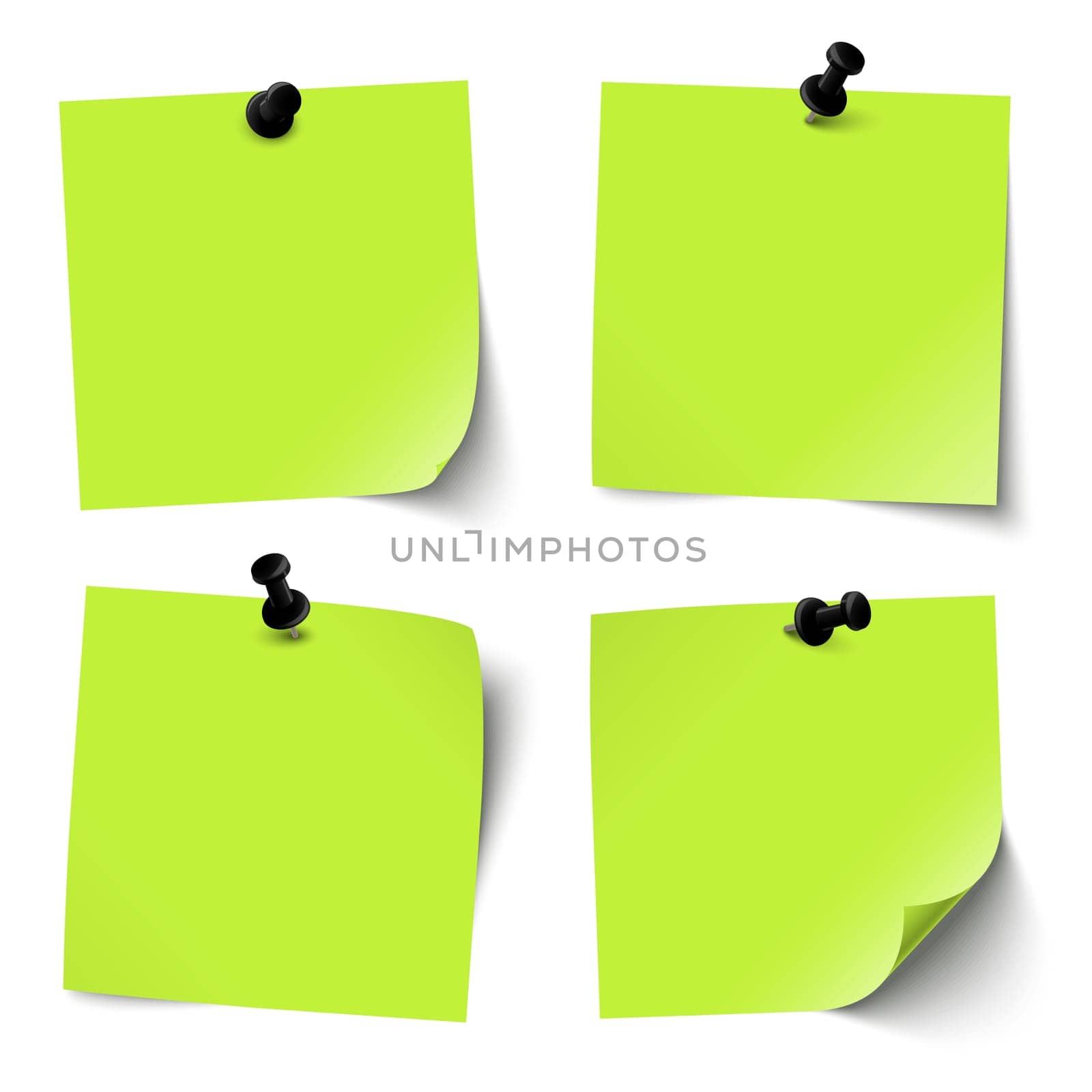 colored sticky papers with black pin needle