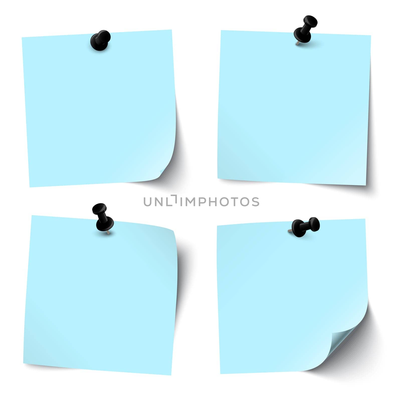 colored sticky papers with black pin needle