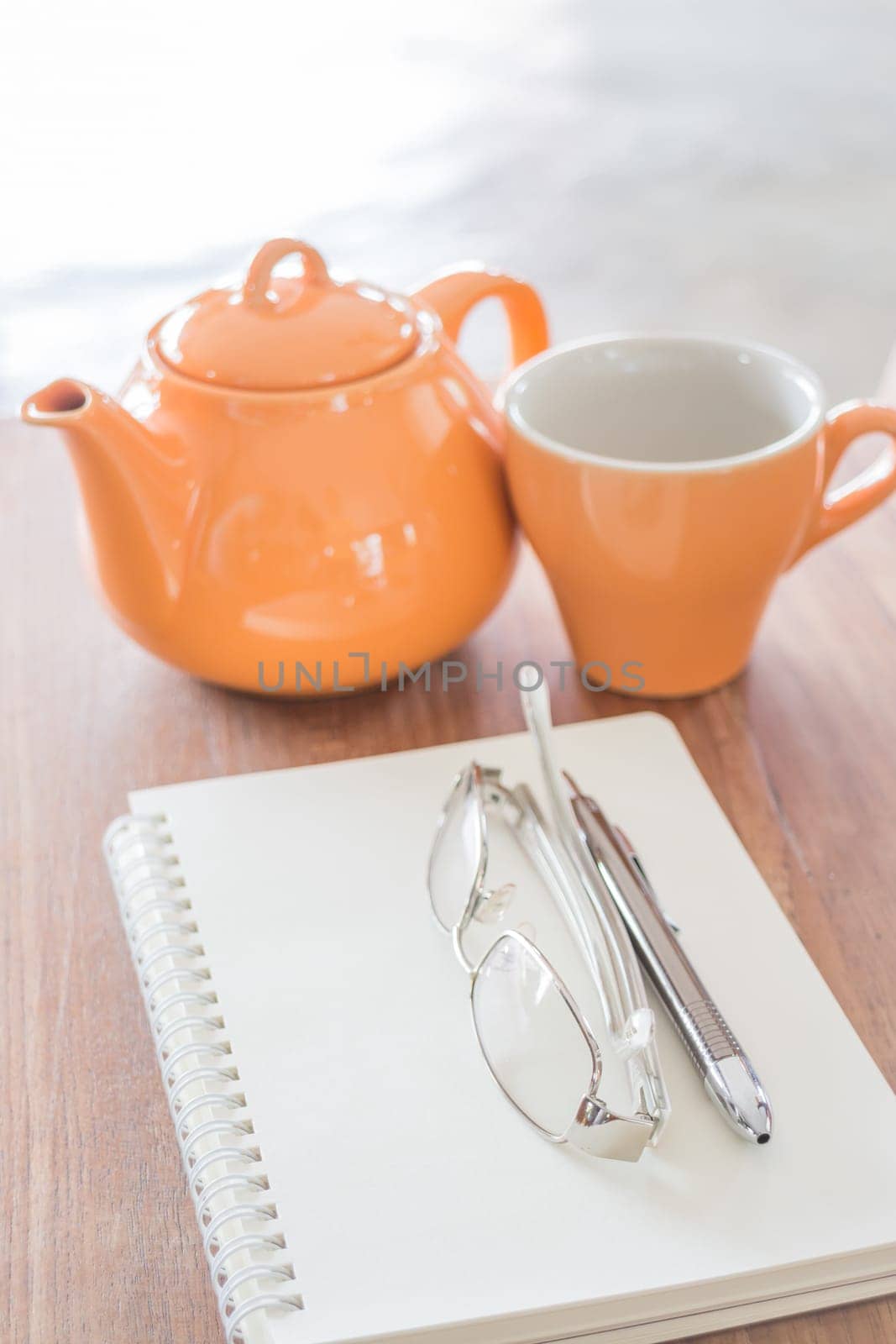 Simple stationary for writing at tea shop, stock photo