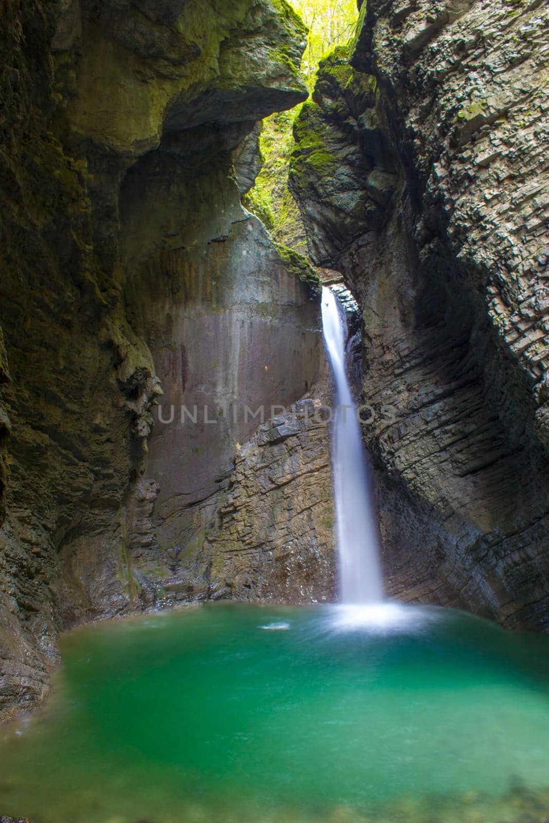 Kozjak waterfall (Slap Kozjak) in Kobarid, Julian Alps in Slovenia