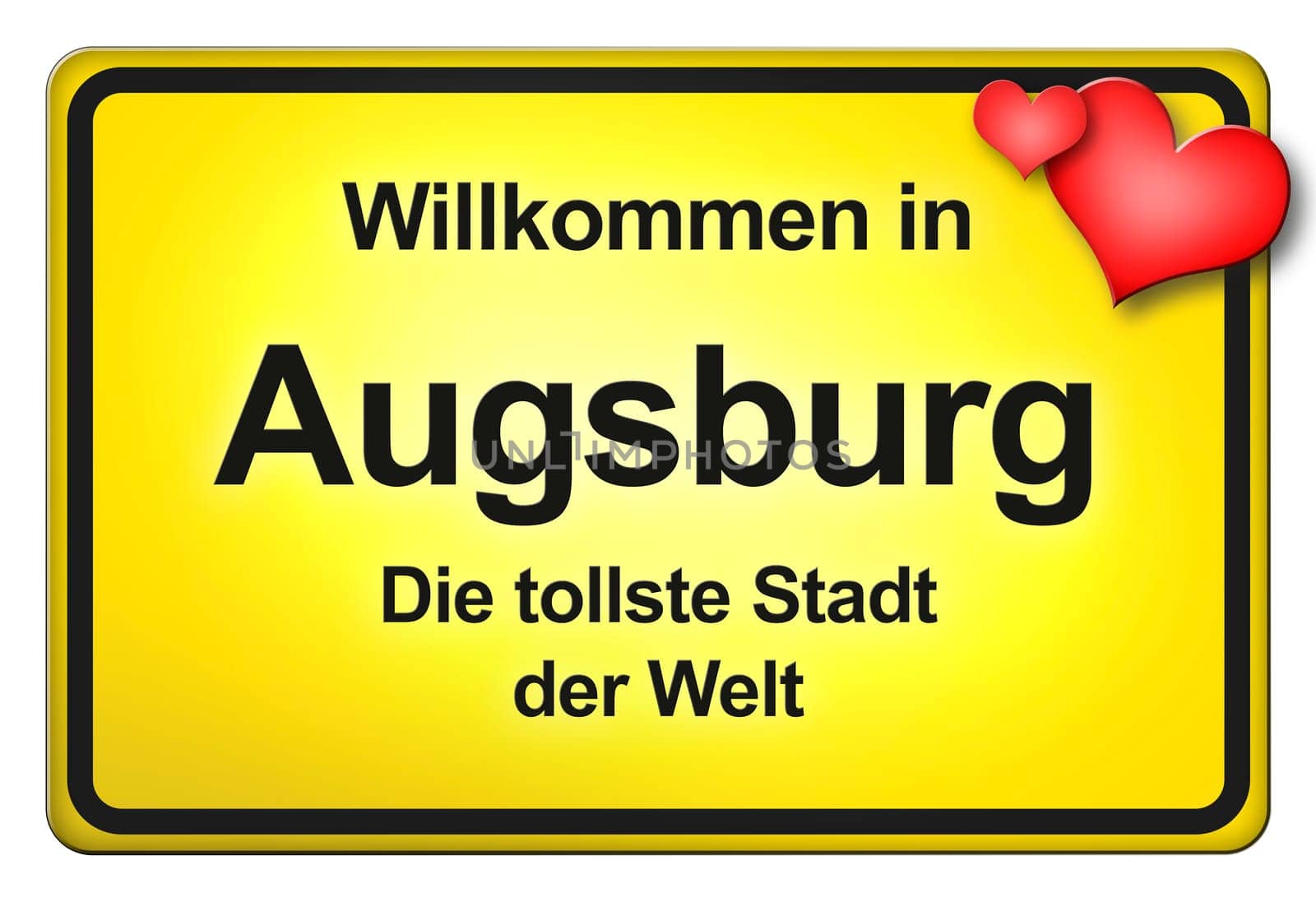 A yellow entrance sign with friendly welcome - Welcome