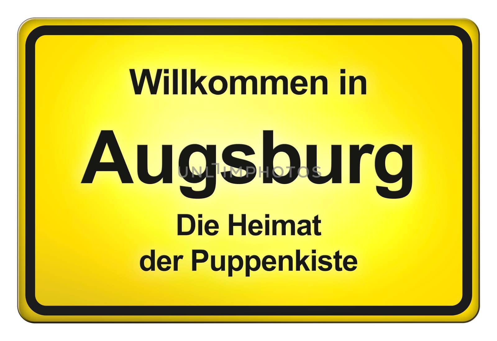 A yellow entrance sign with friendly welcome - Welcome