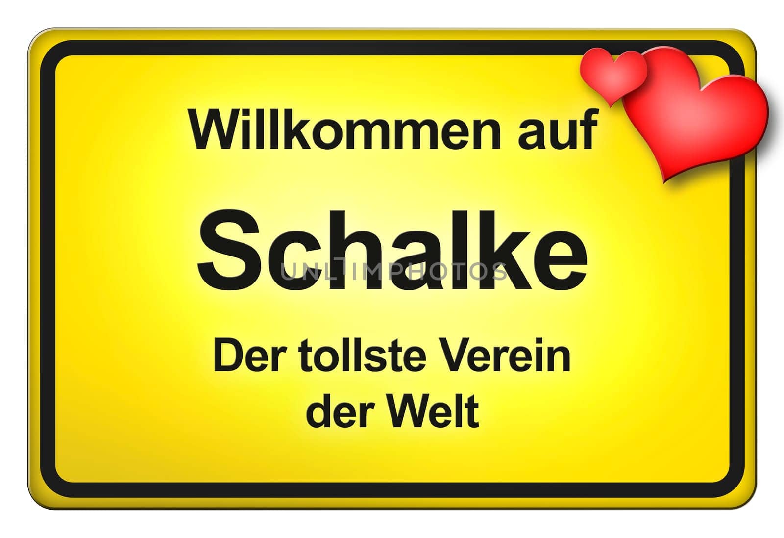A yellow entrance sign with friendly welcome - Welcome