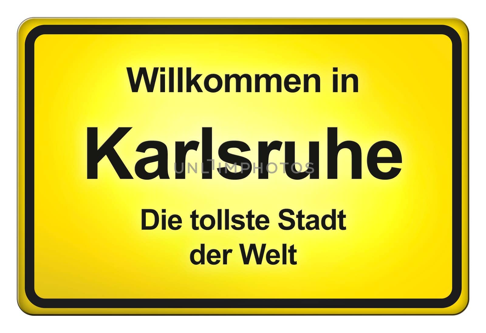 A yellow entrance sign with friendly welcome - Welcome