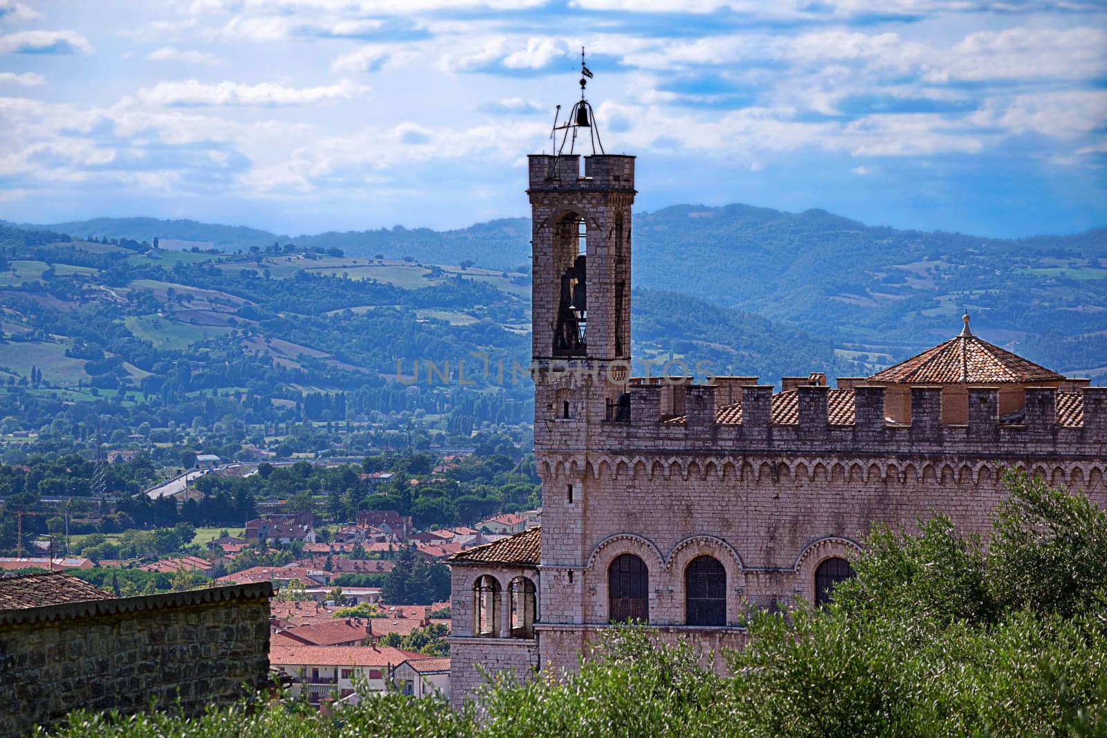 View of the bell tower of Palazzo Ducale