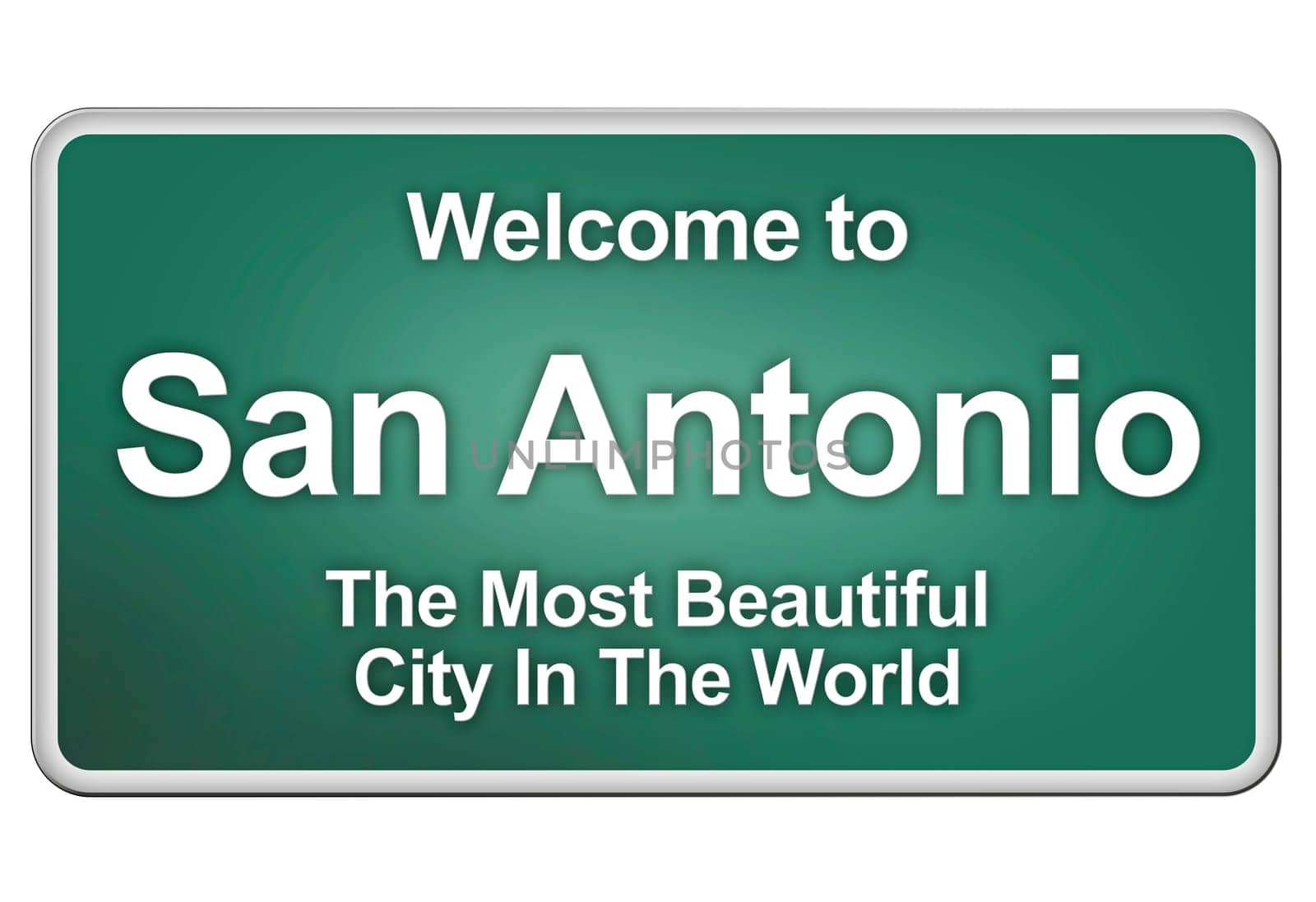 Green village sign with friendly Greetings