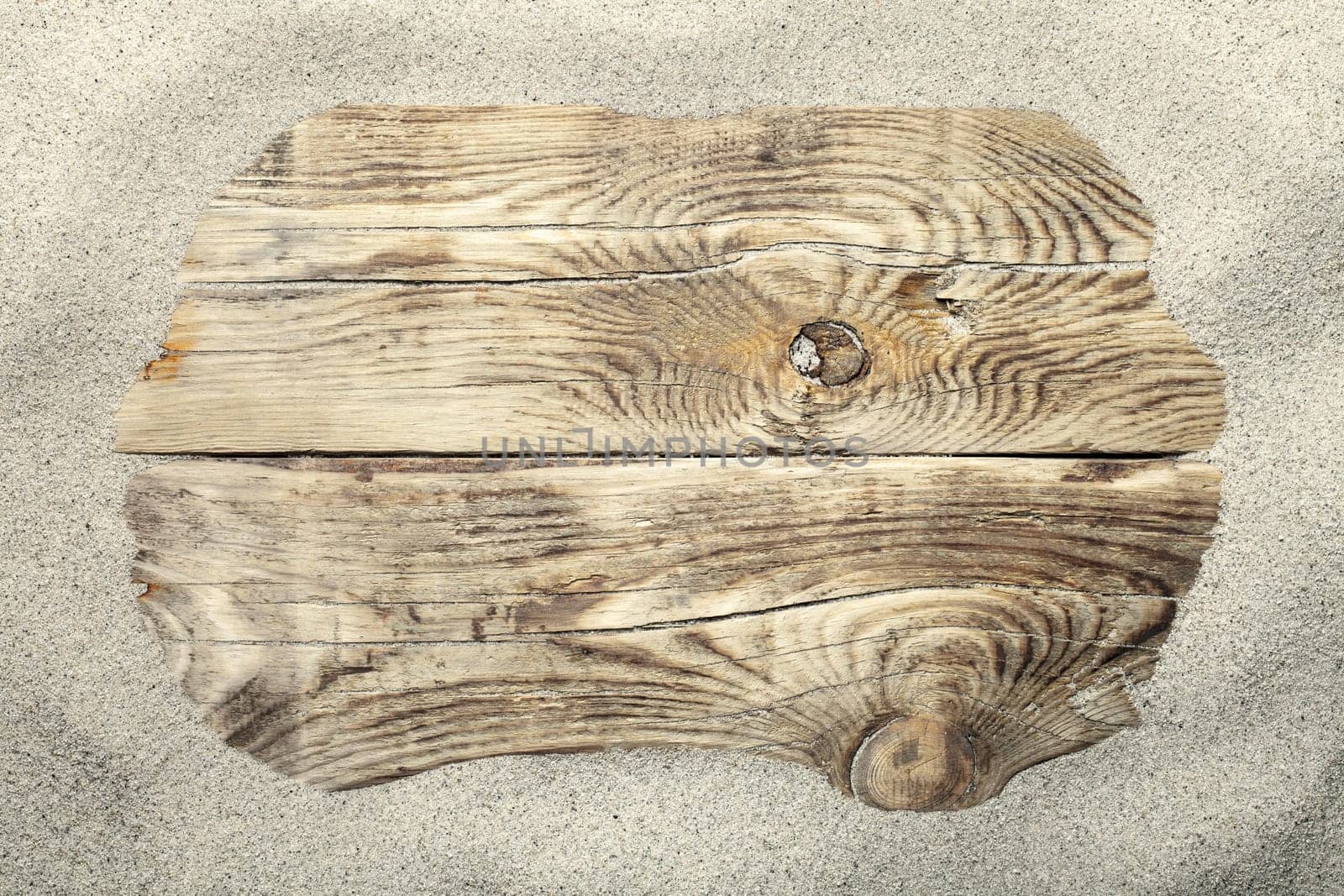 sand frame on planked wood. summer concept with copy space. top view