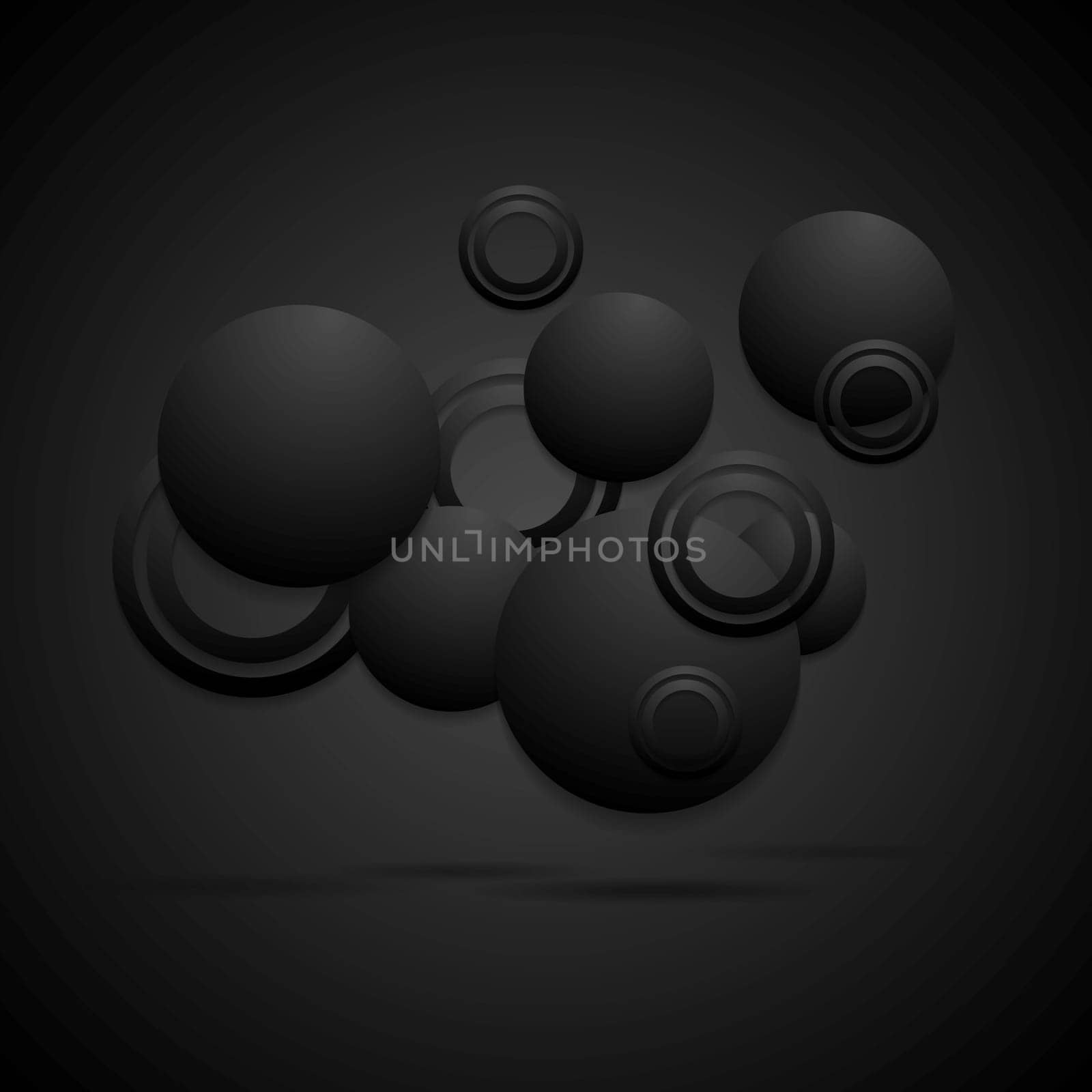 Black concept abstract background. Vector circles eps 10