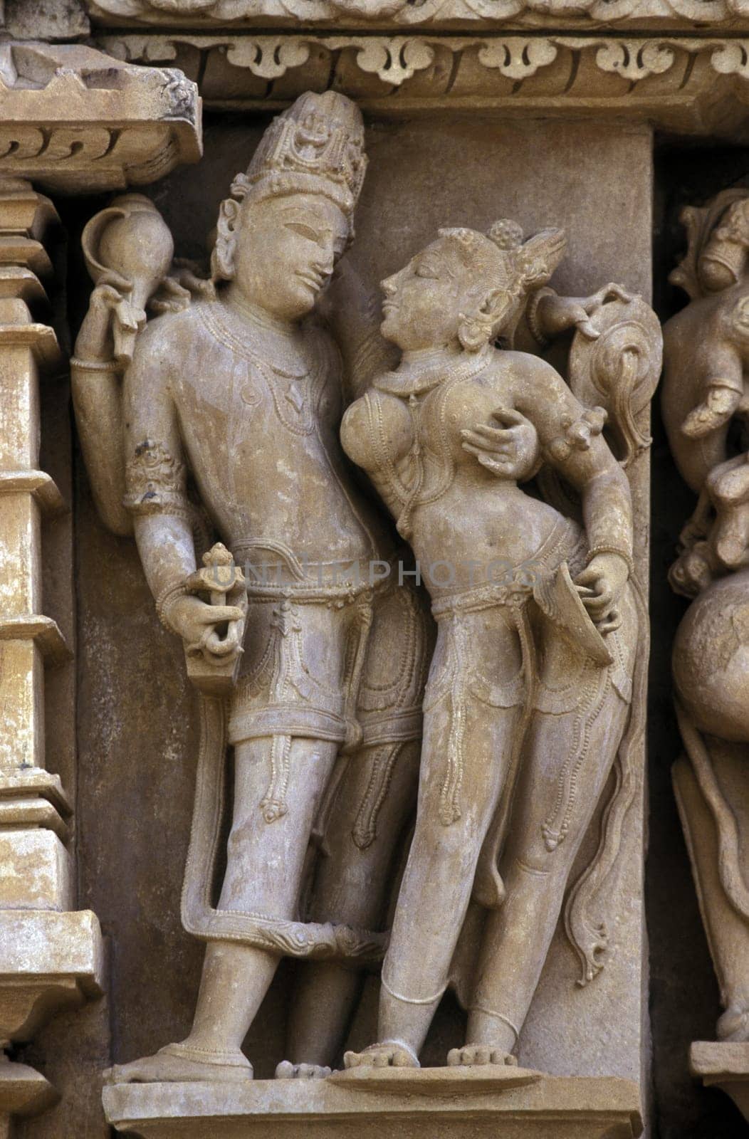 The Temple of Khajuraho in the province of Uttar Pradesh in India.