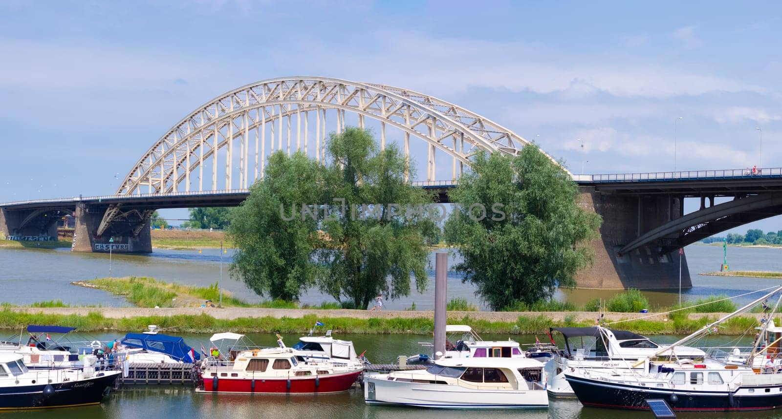 the Waal bridge crossing the Waal river at Nijmegen, netherlands