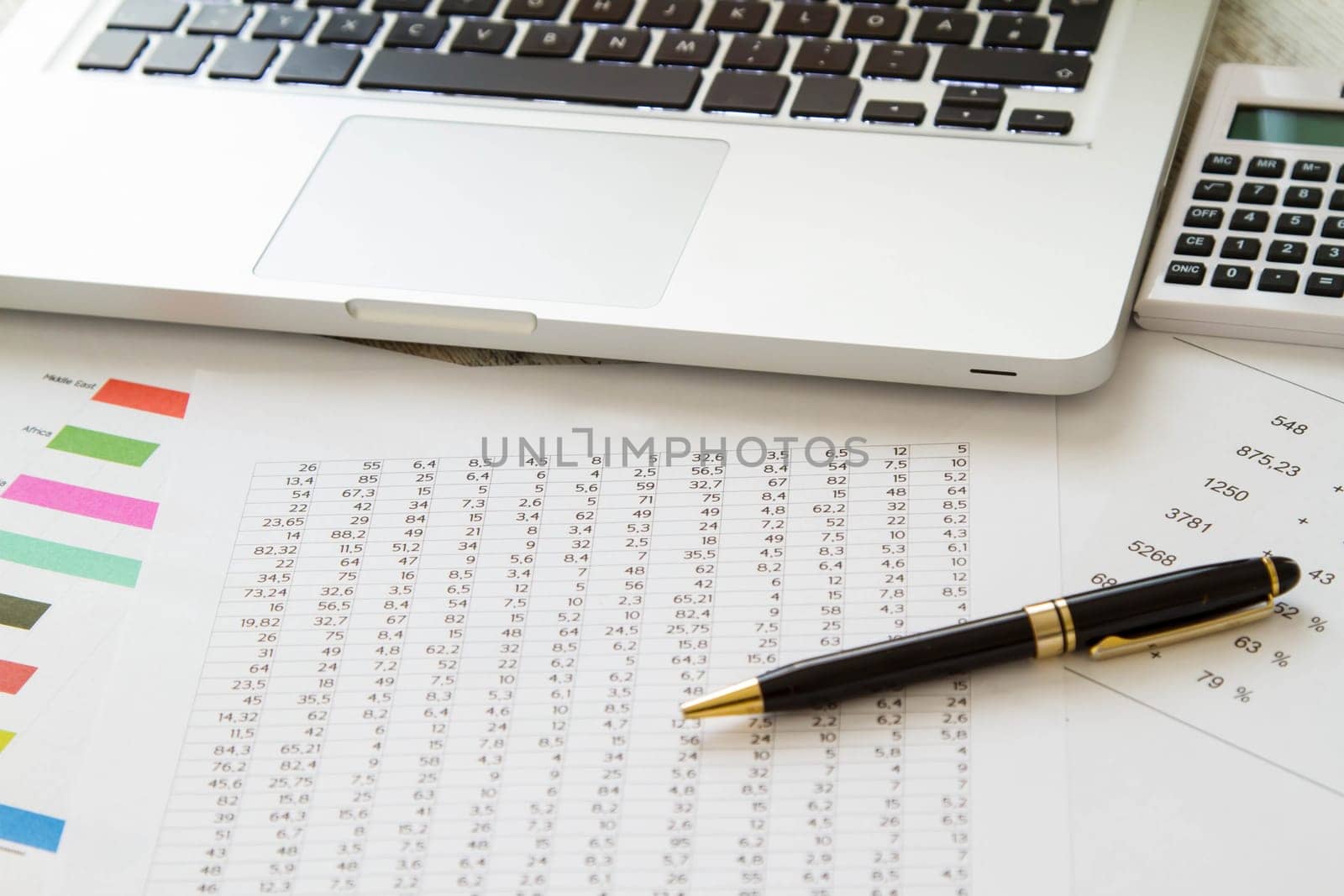 Working, analyzing and doing calculations.