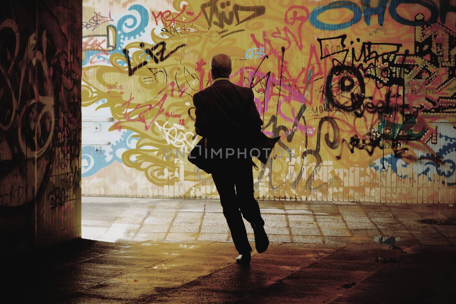 Man in an underpass