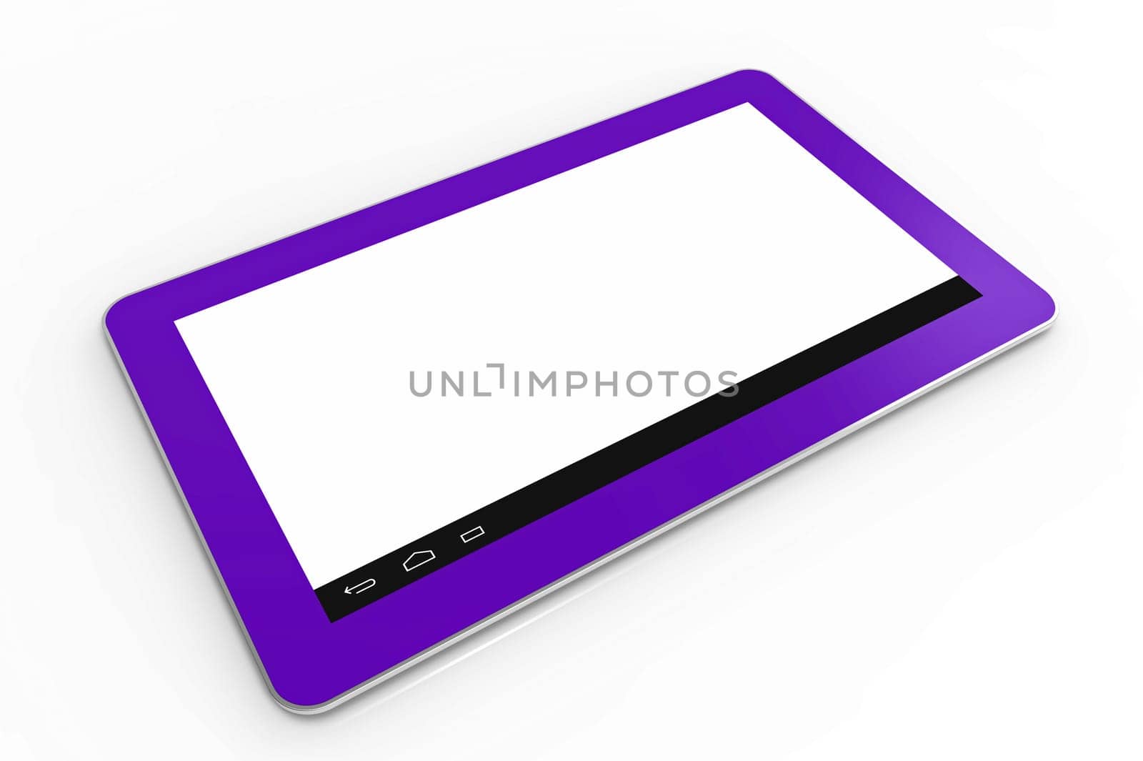 Pink tablet computer on white, 3d render, illustration
