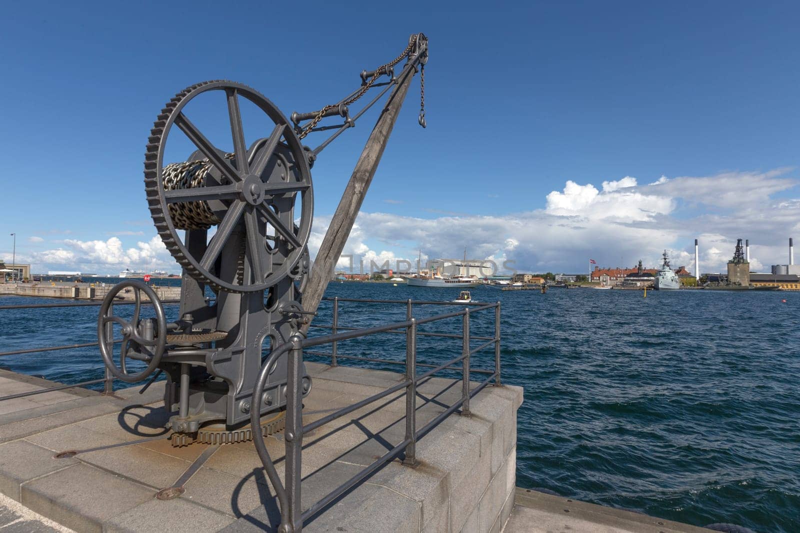 Ancient,restored crane in the port of Copenhagen