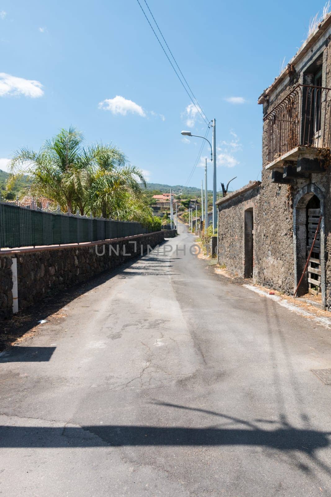Lonely road on mount Etna Active Volcano
