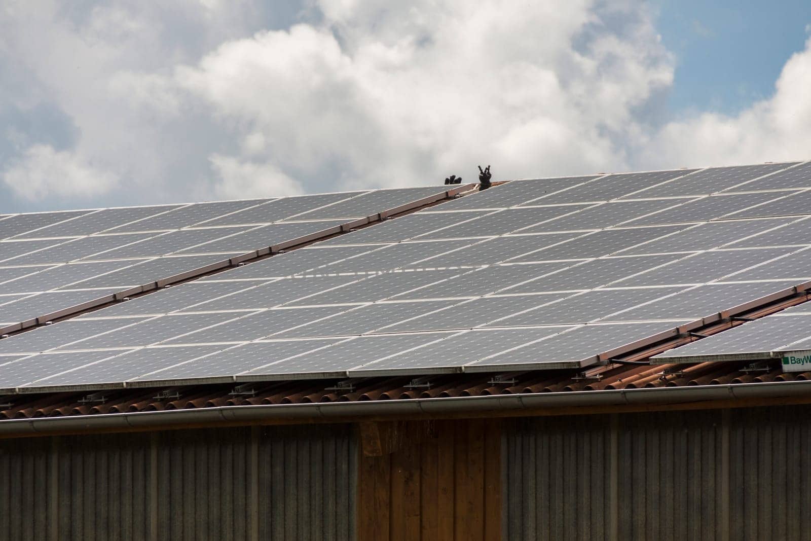 Photovoltaic solar cells on a roof alternative energy in outdoor sunshine