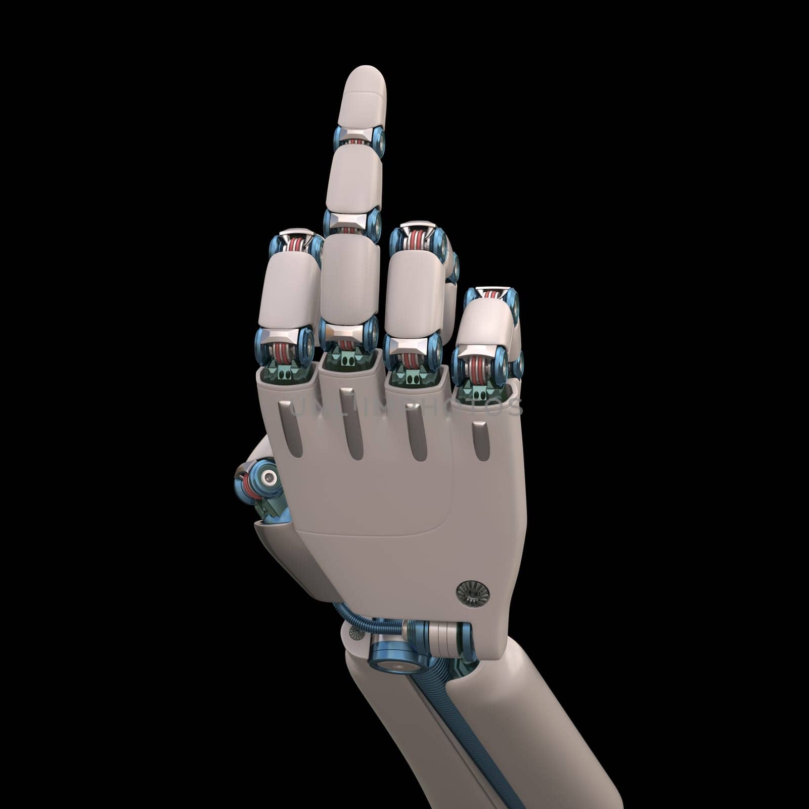 Robotic hand shaped and measures that mimic the human skeleton. Clipping path included.