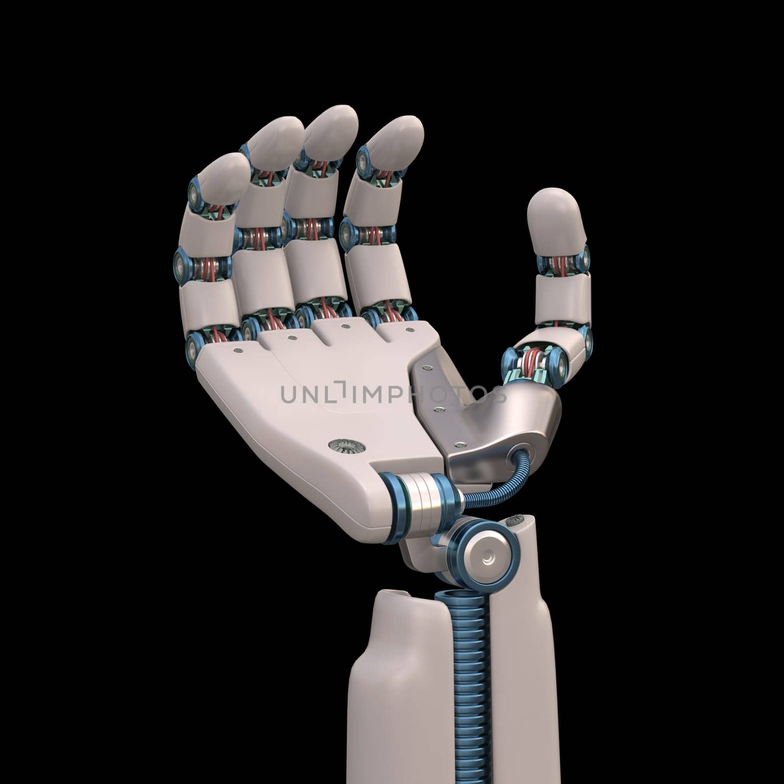 Robotic hand shaped and measures that mimic the human skeleton. Clipping path included.