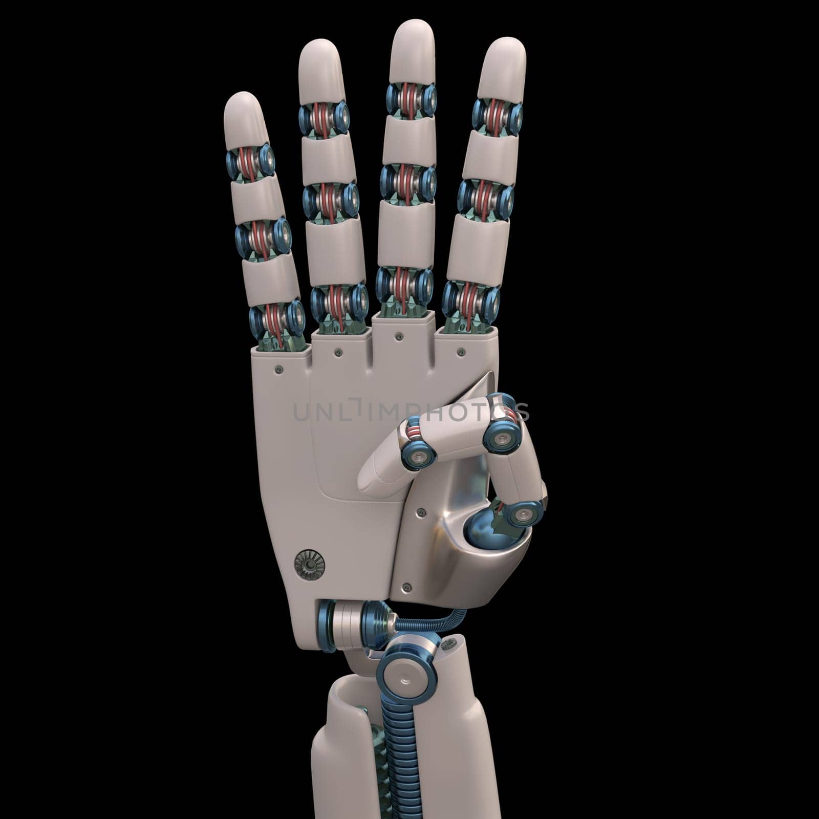 Robotic hand shaped and measures that mimic the human skeleton. Clipping path included.