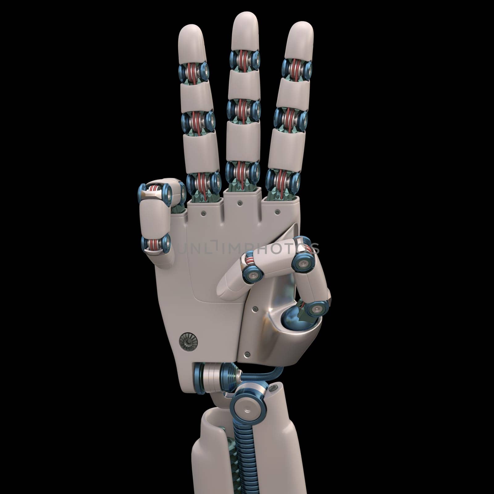 Robotic hand shaped and measures that mimic the human skeleton. Clipping path included.