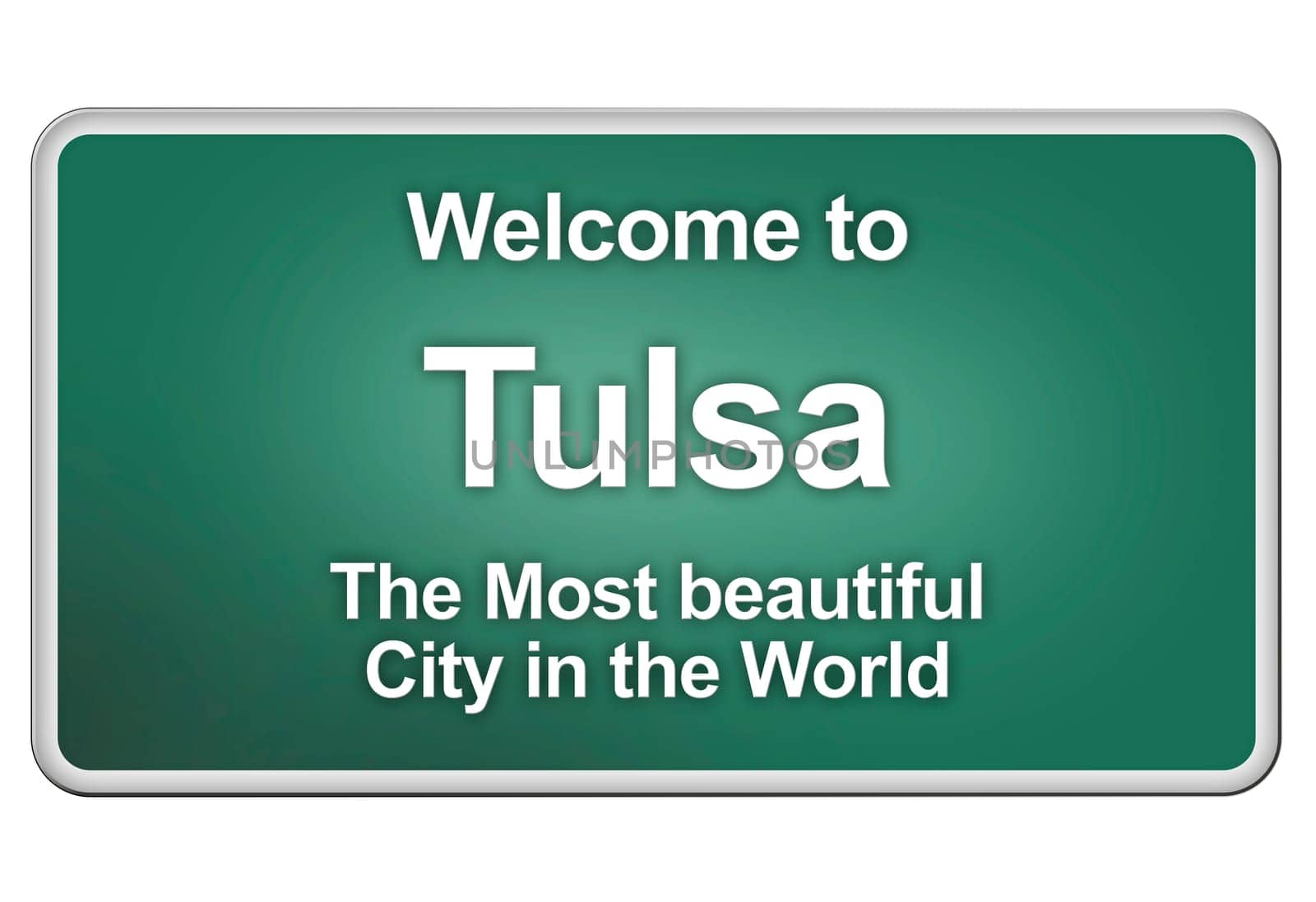 Green village sign with friendly Greetings
