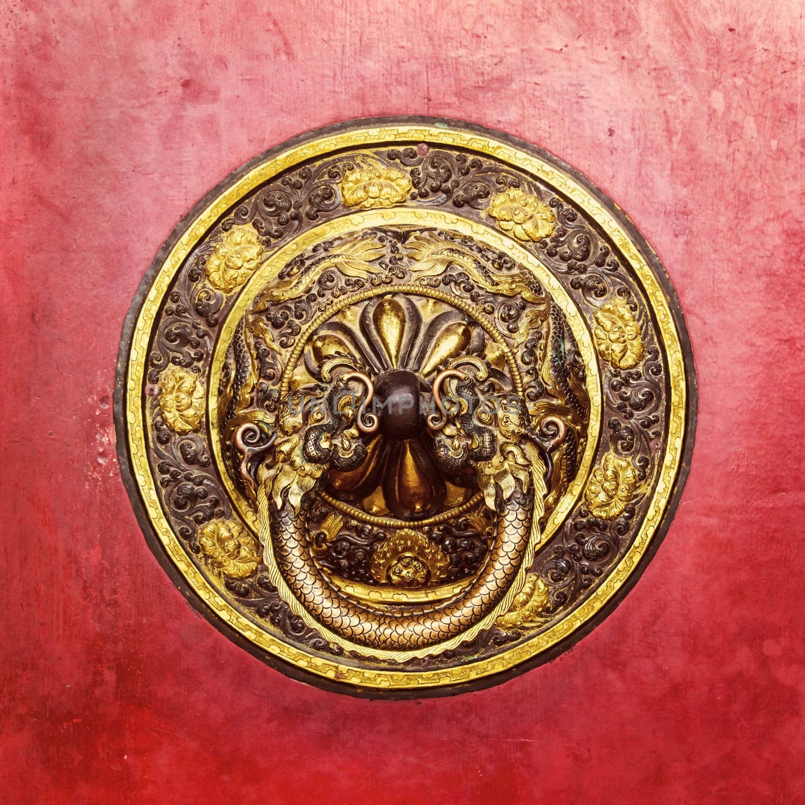 Tibetan door knocker in Bodhnath, Kathmandu