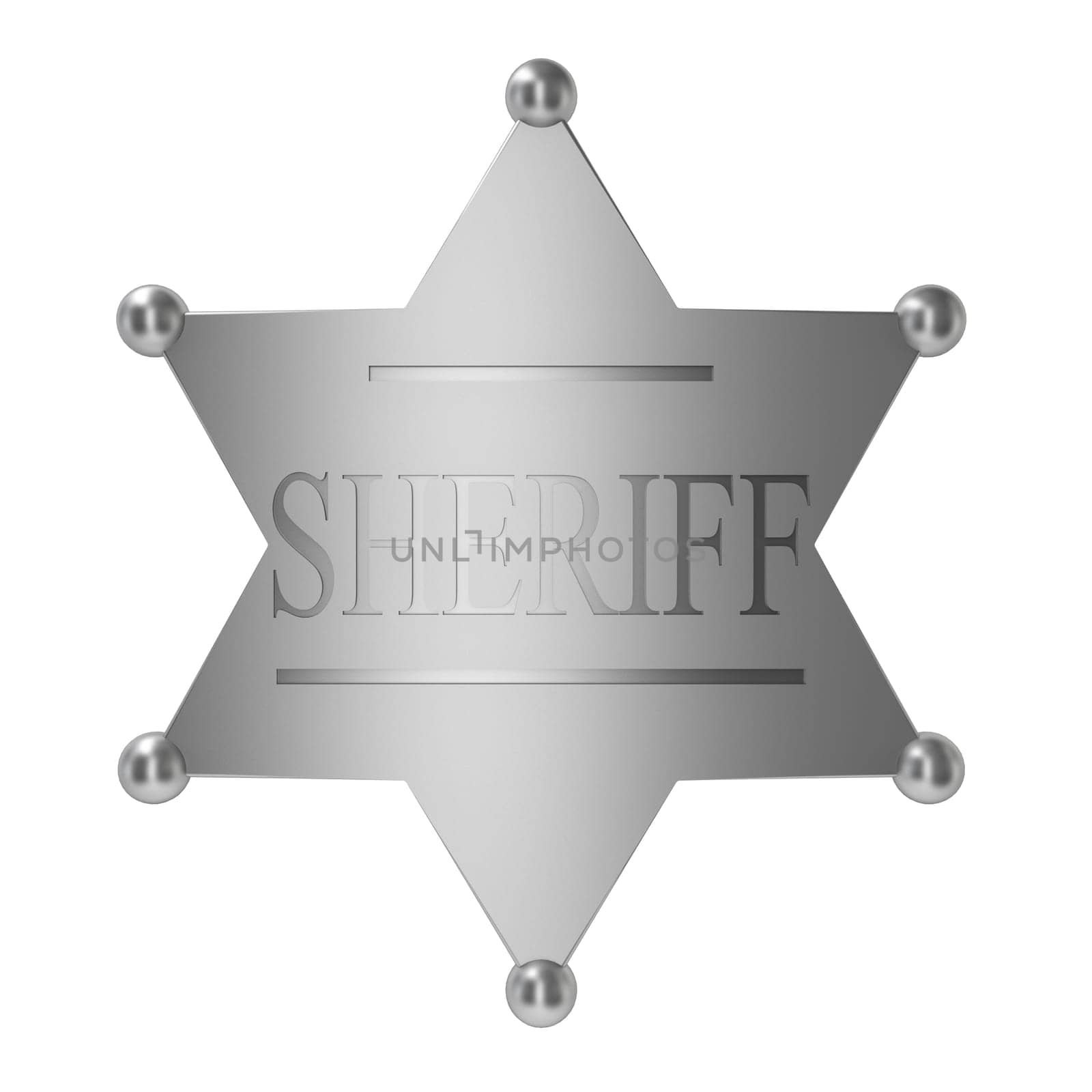 Sheriff badge. 3d illustration on white background