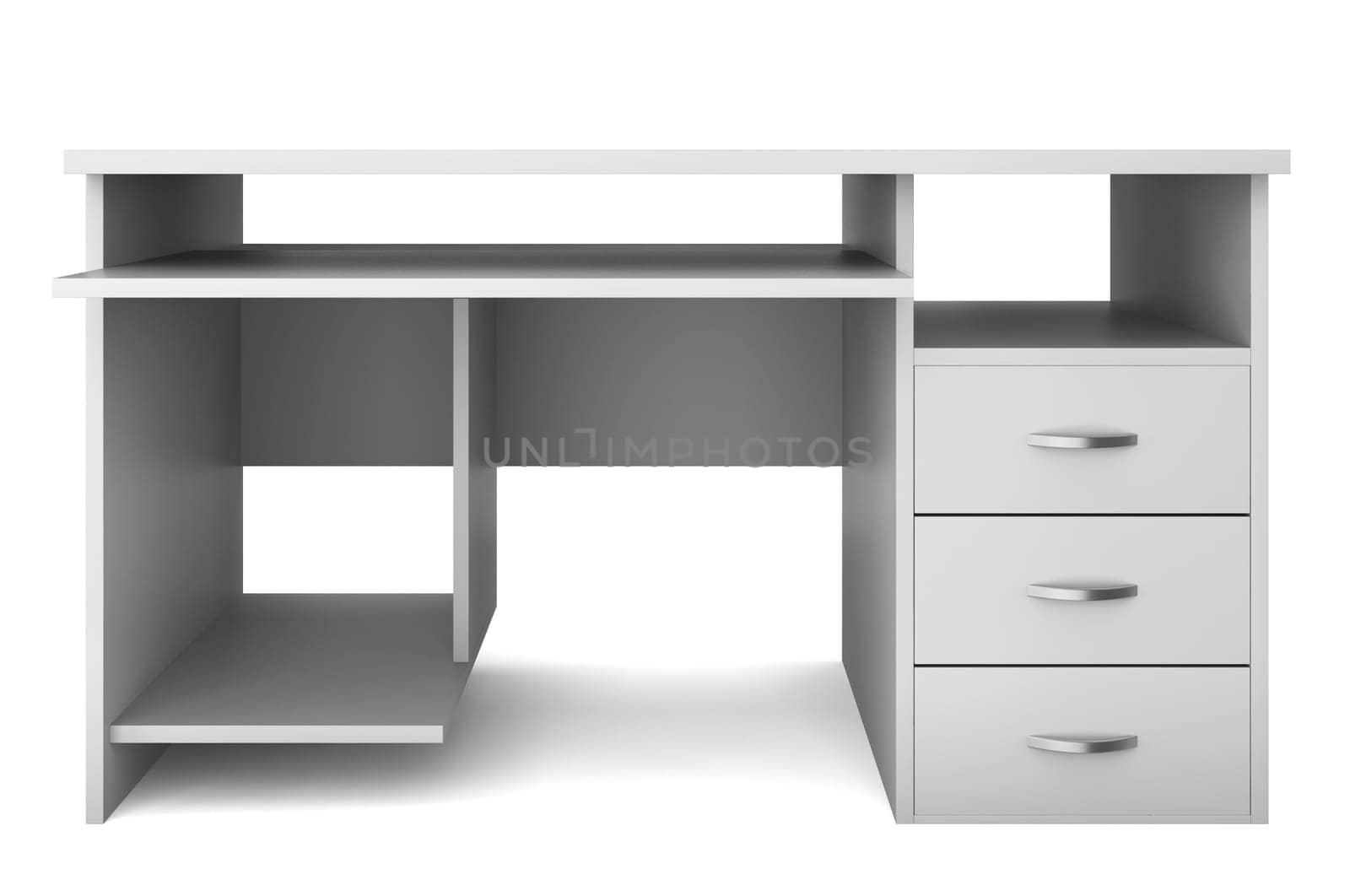 Computer table. 3d illustration on white background .