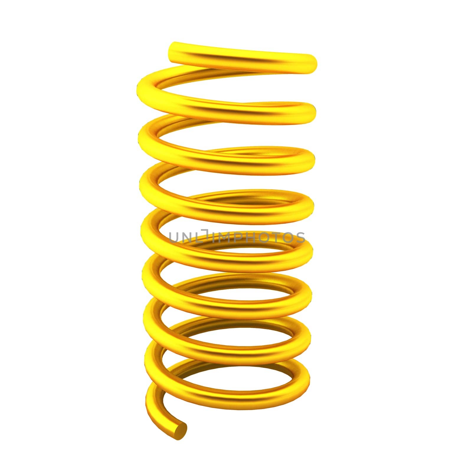 3d render of golden spring on white