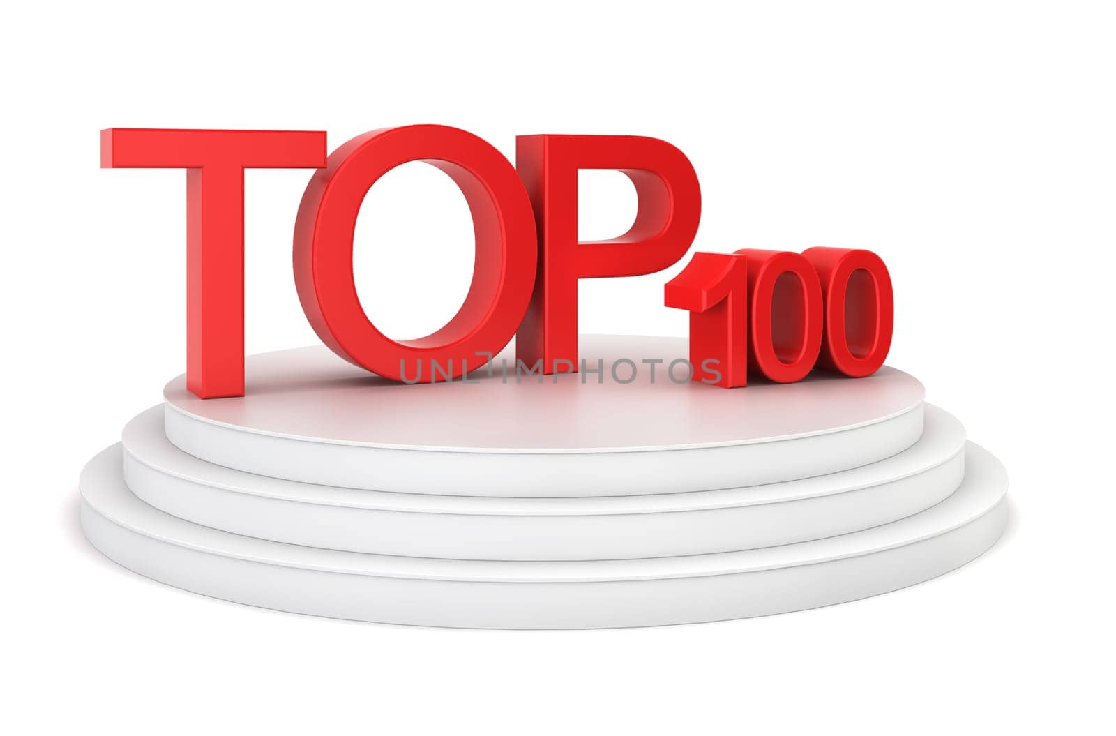 Top hundred. 3d illustration on white background