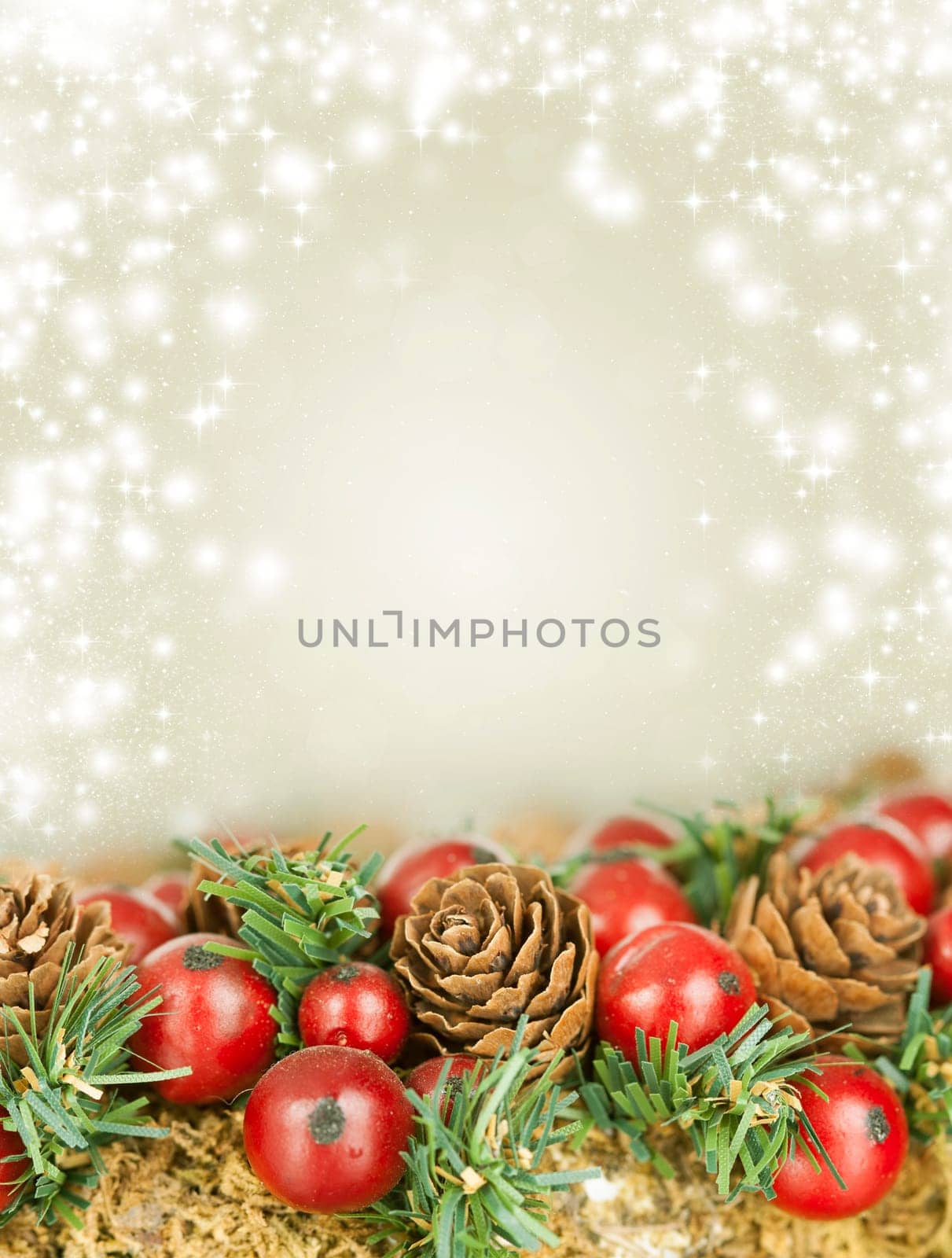 Close up on Christmas tree decoration and holiday lights