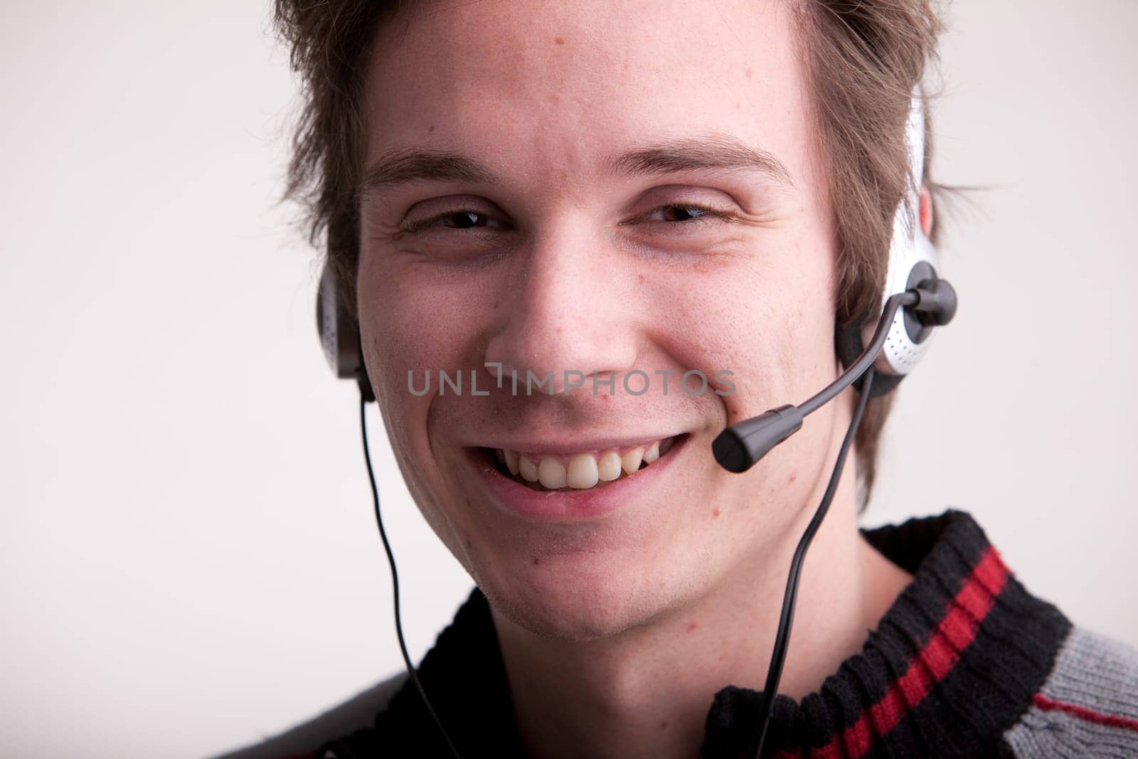 call center young man with a headset