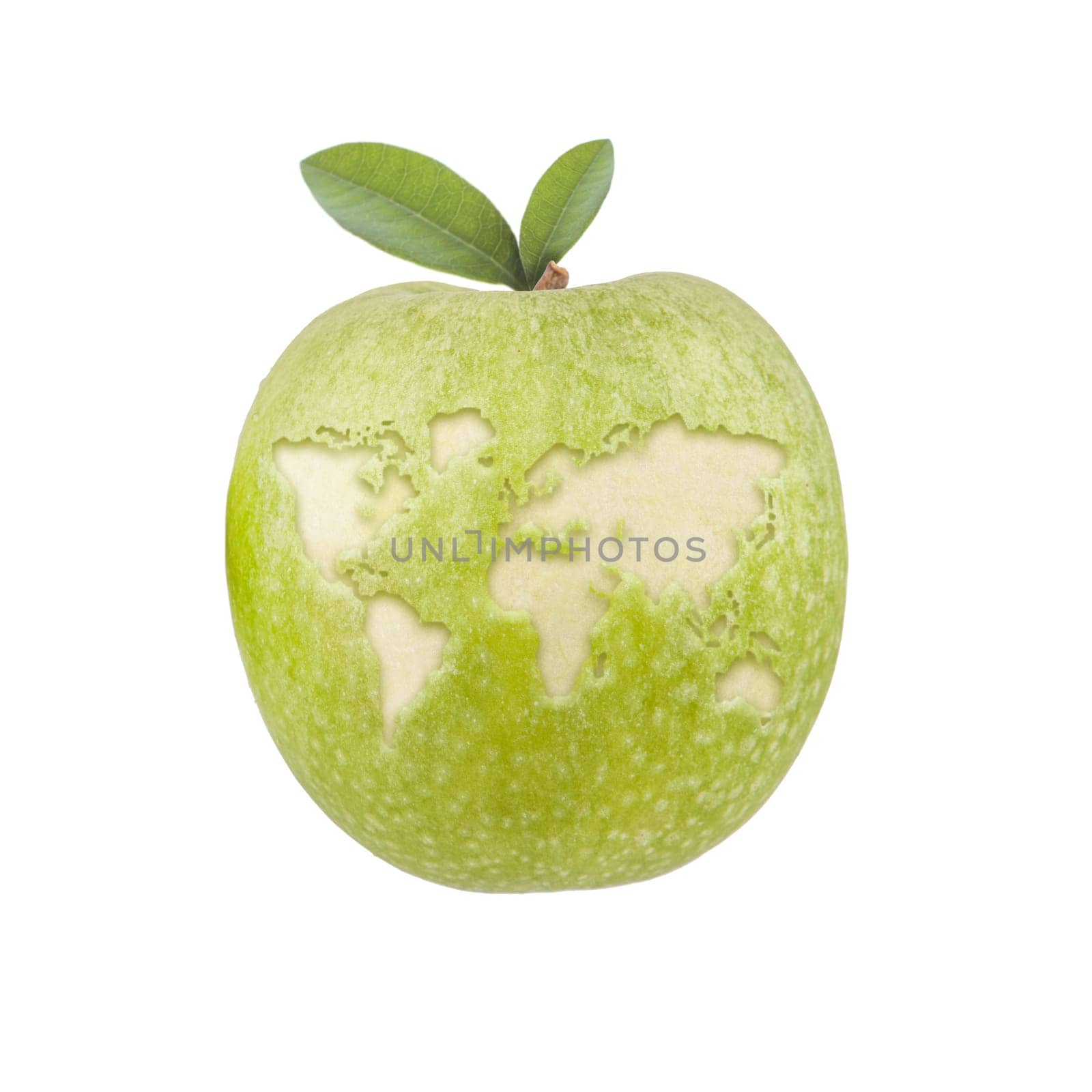 Apple with world map