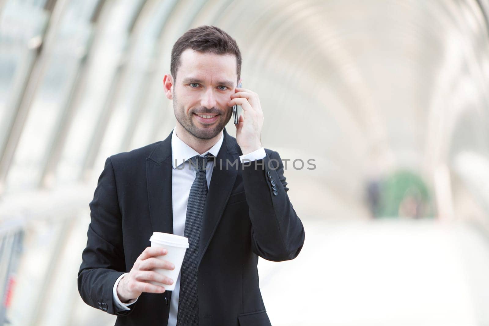 View of a Businessman having a call during a break