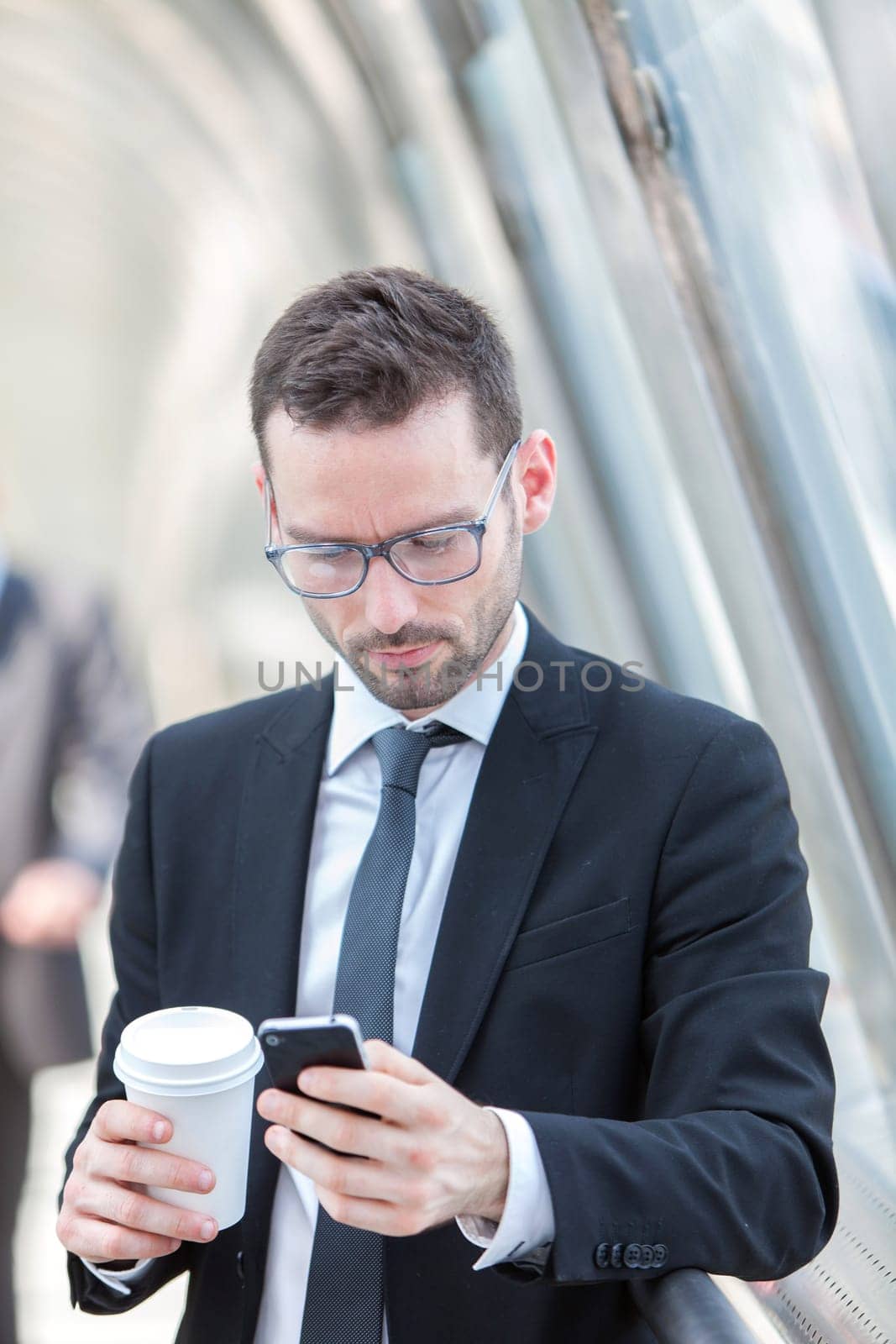 View of a Businessman having a call during a break