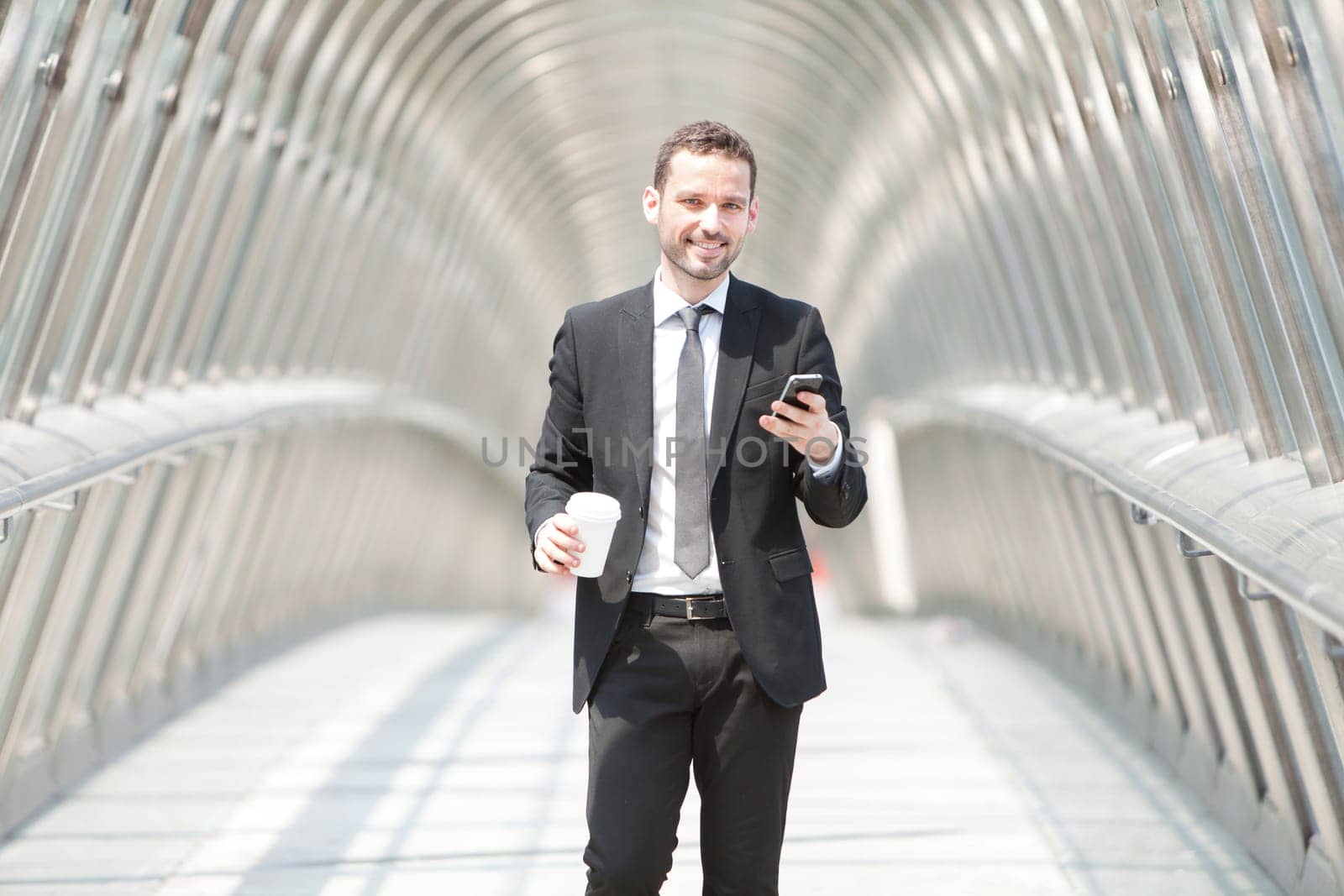 View of a Businessman having a call during a break