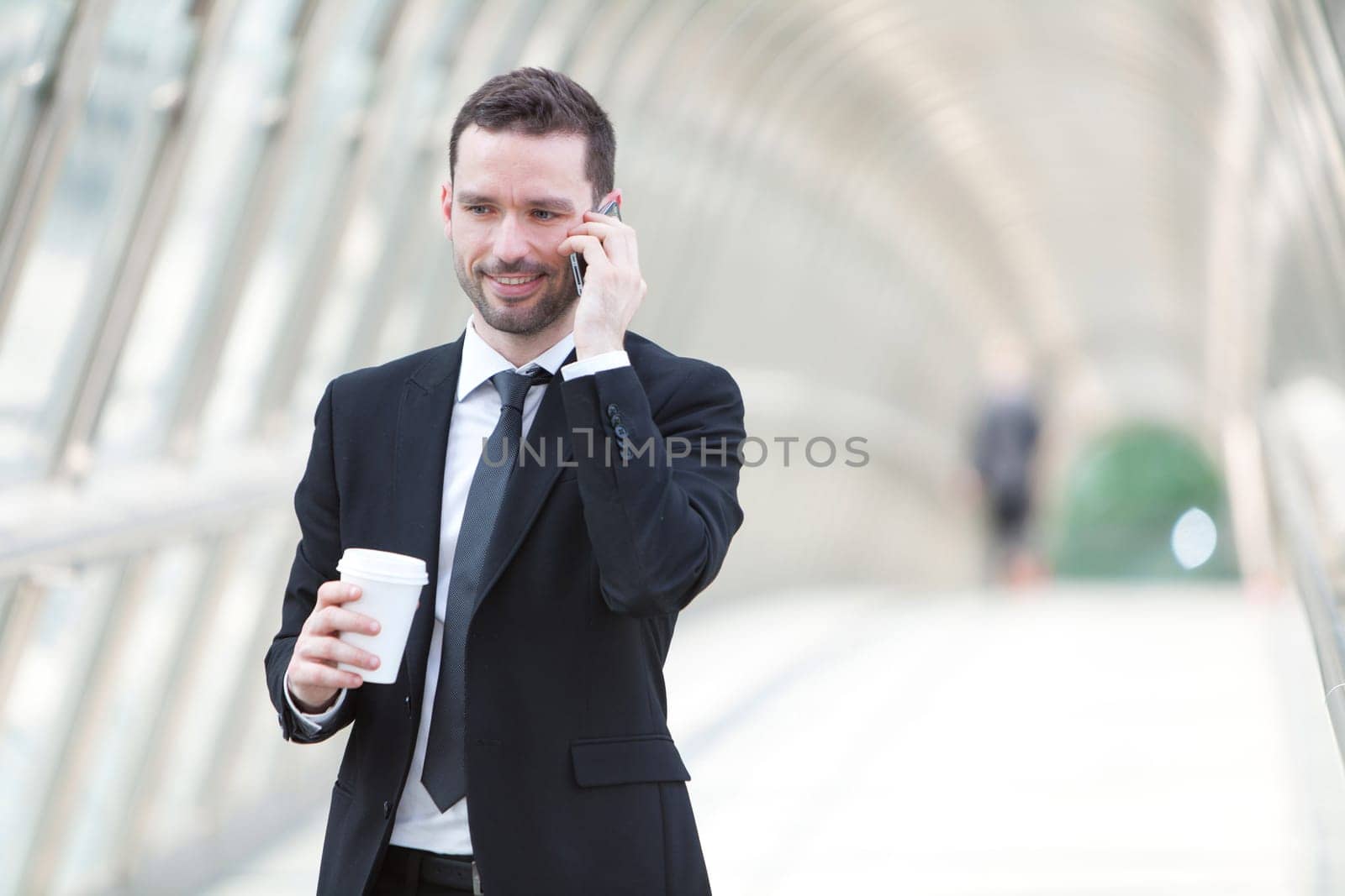 View of a Businessman having a call during a break