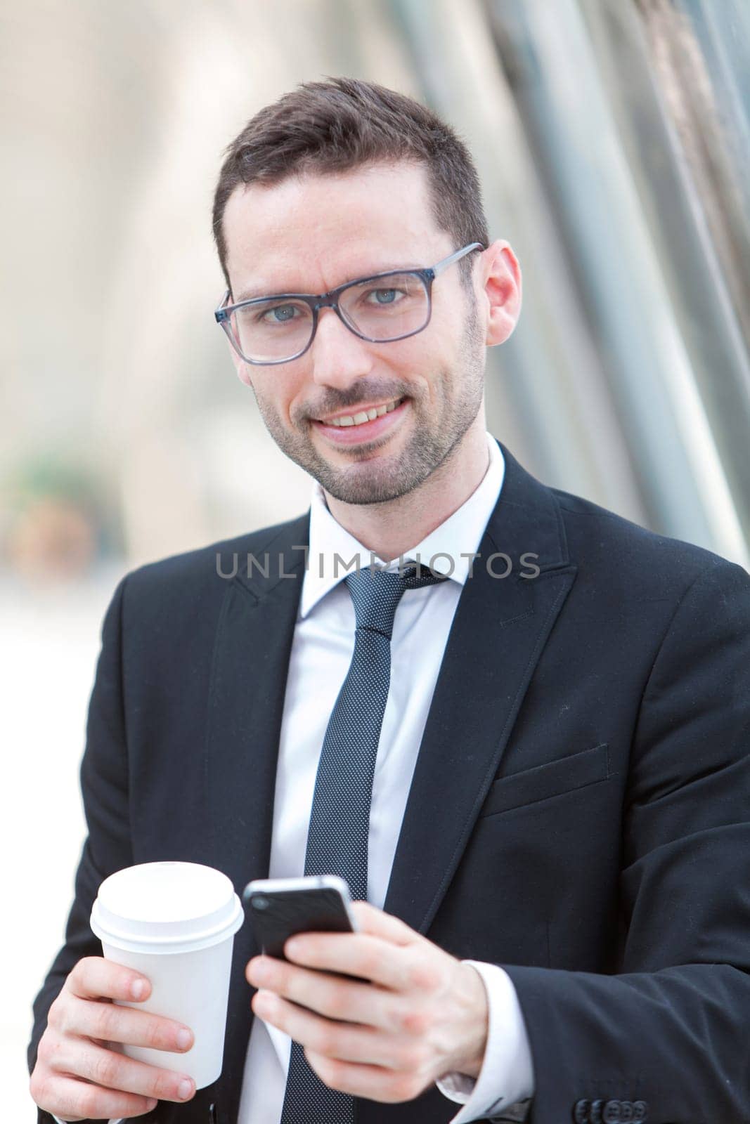 View of a Businessman having a call during a break