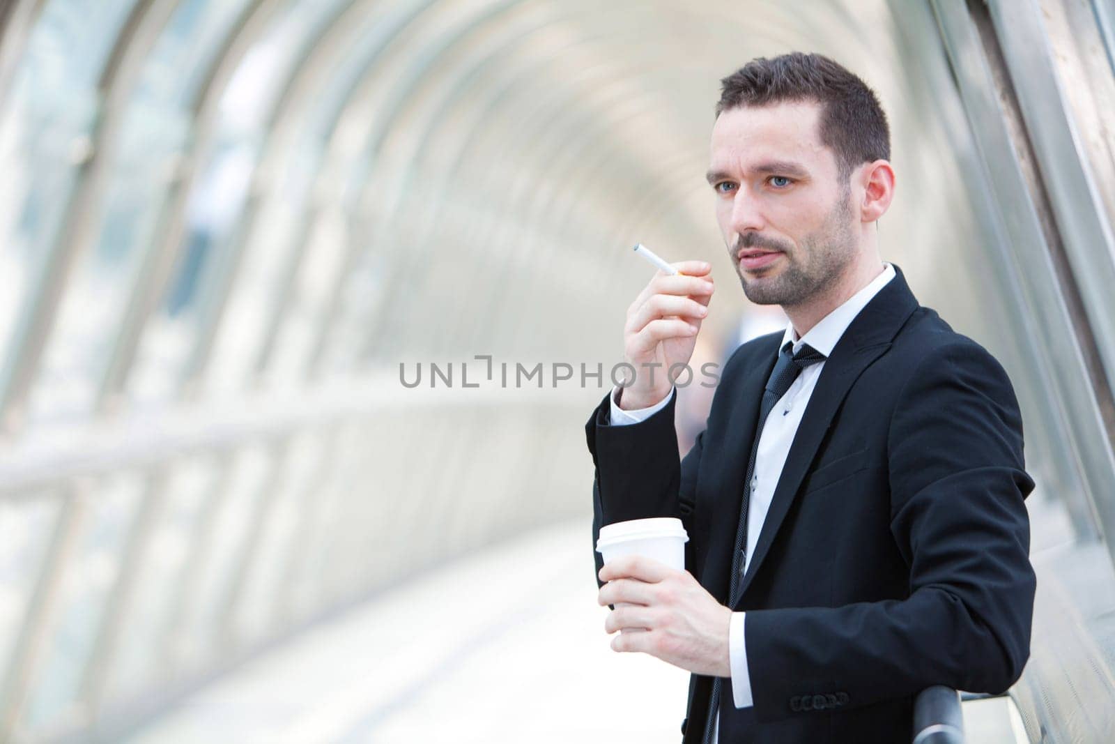 View of an attractive businessman having a break