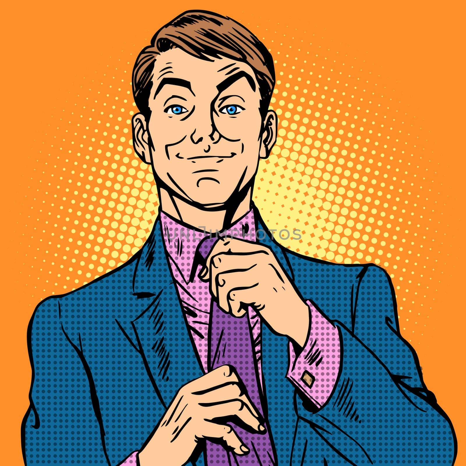 A man in a suit and pink shirt. Dude going on a date or at work