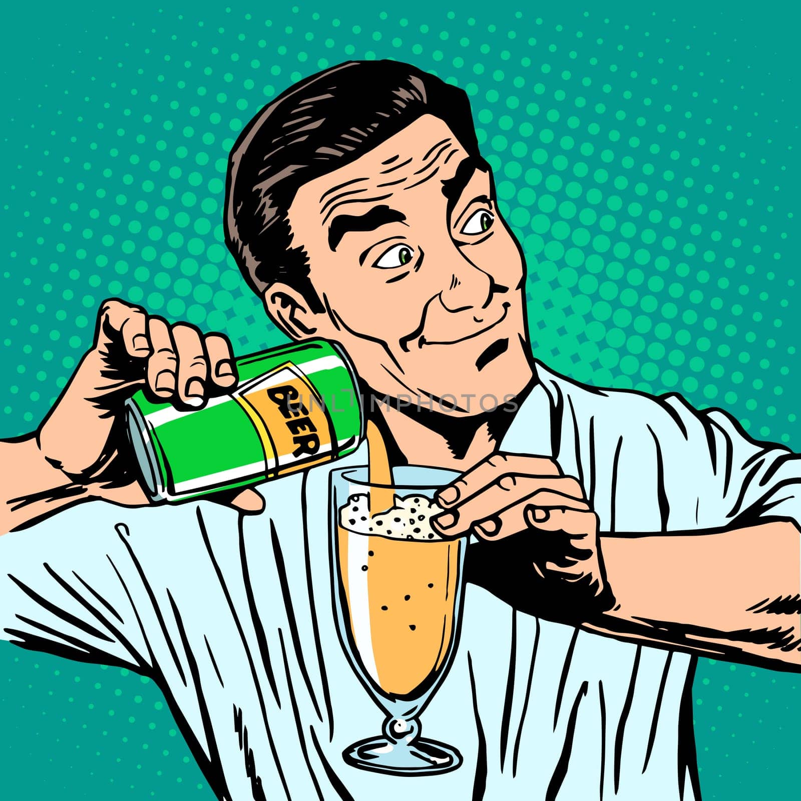 The bartender pours the beer. Alcohol drinks bar man