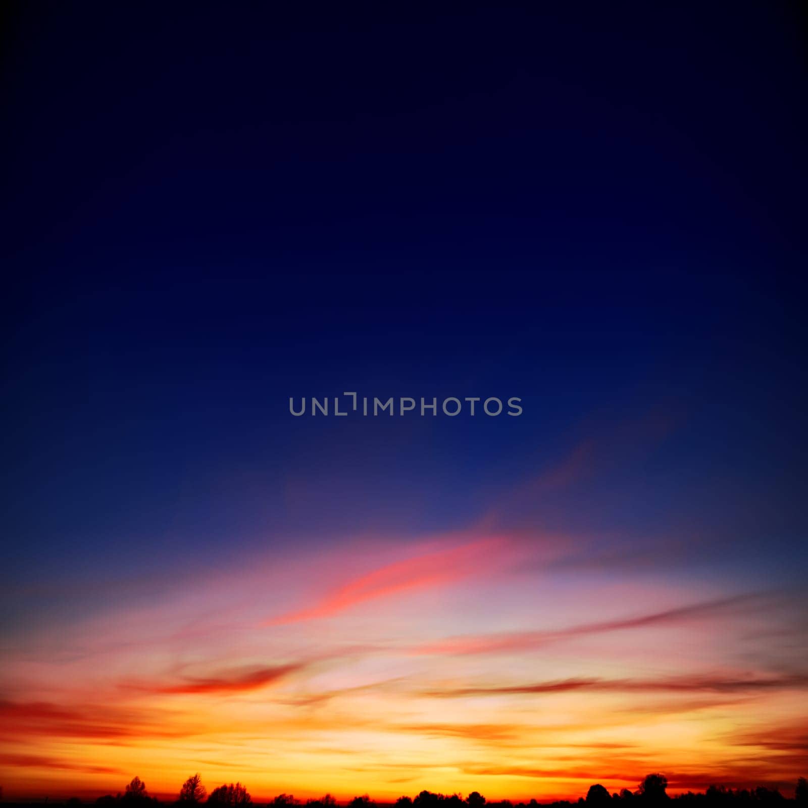 sunset in the village, in red colors for backgrounds