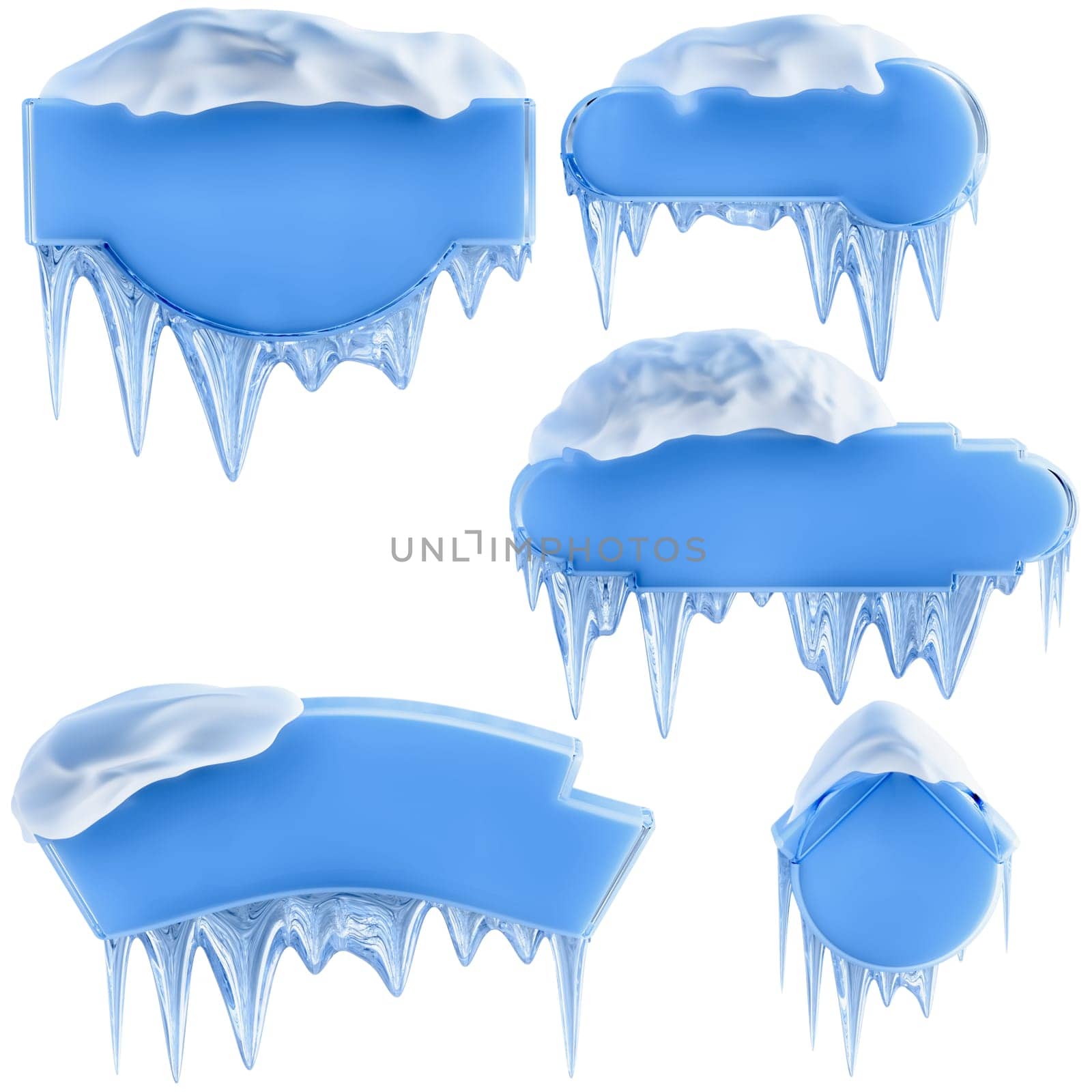 set of banners with snow and icicles, as a symbol winter holidays