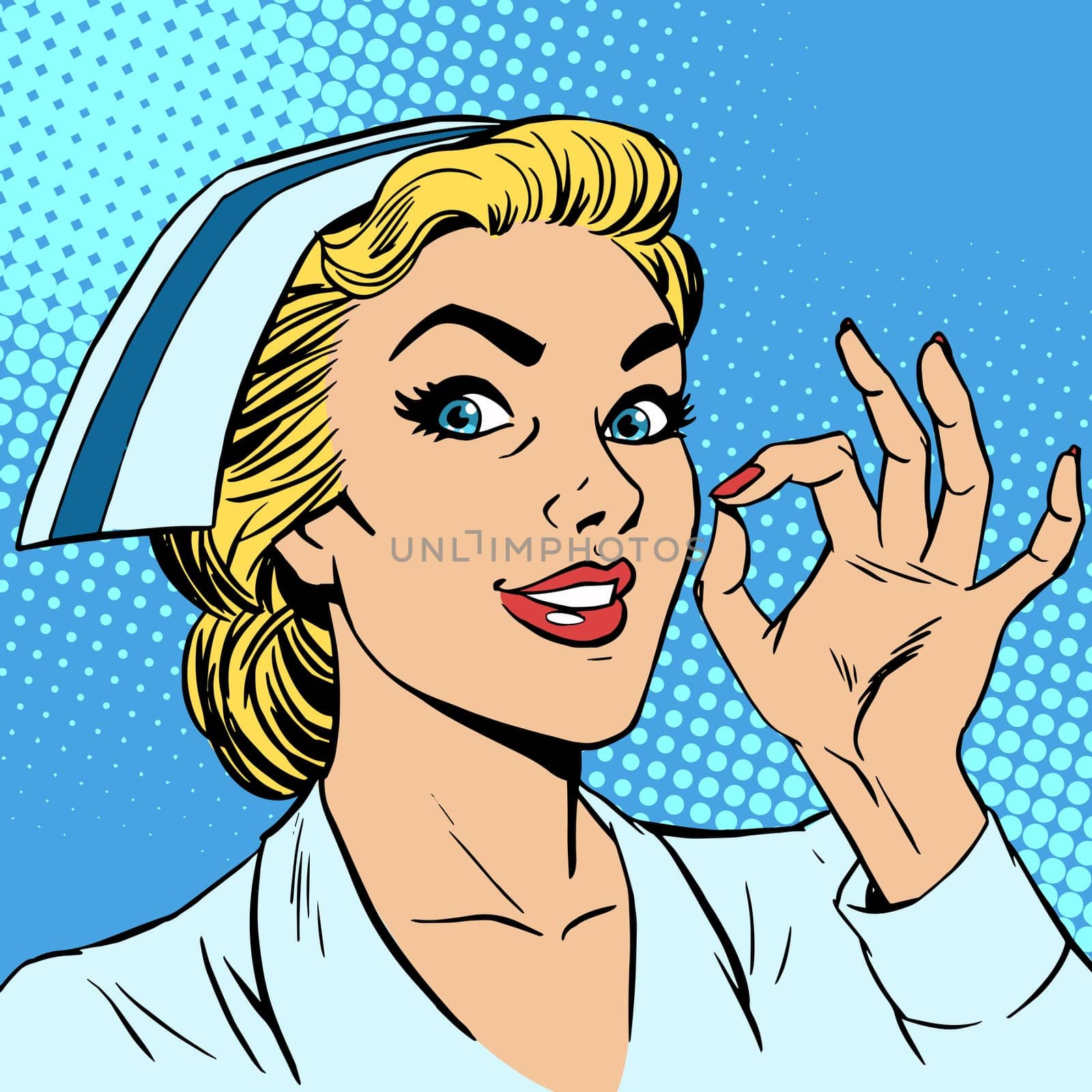 Nurse okay gesture. Medicine health medical insurance