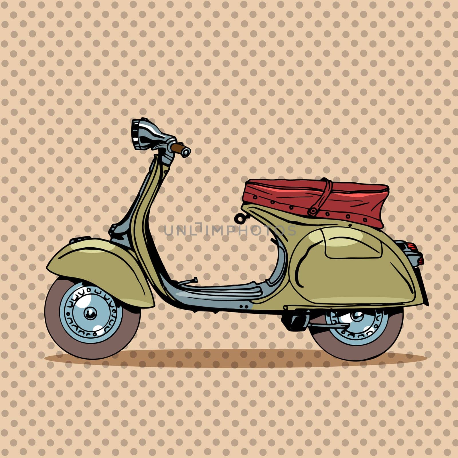 Vintage scooter transport retro. Road trip car rental