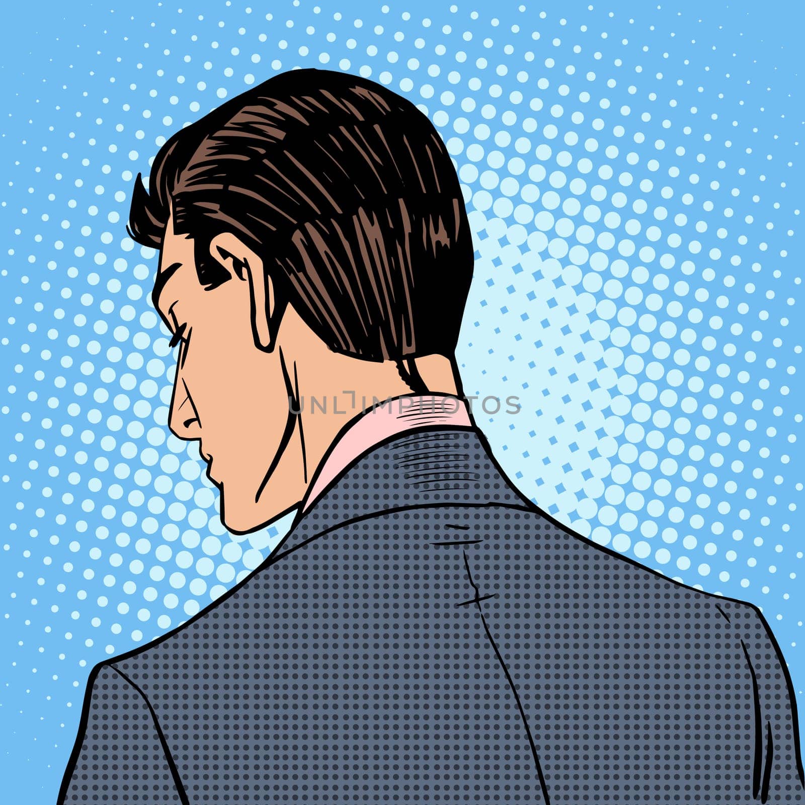 The man turned his back and leaves. Retro style