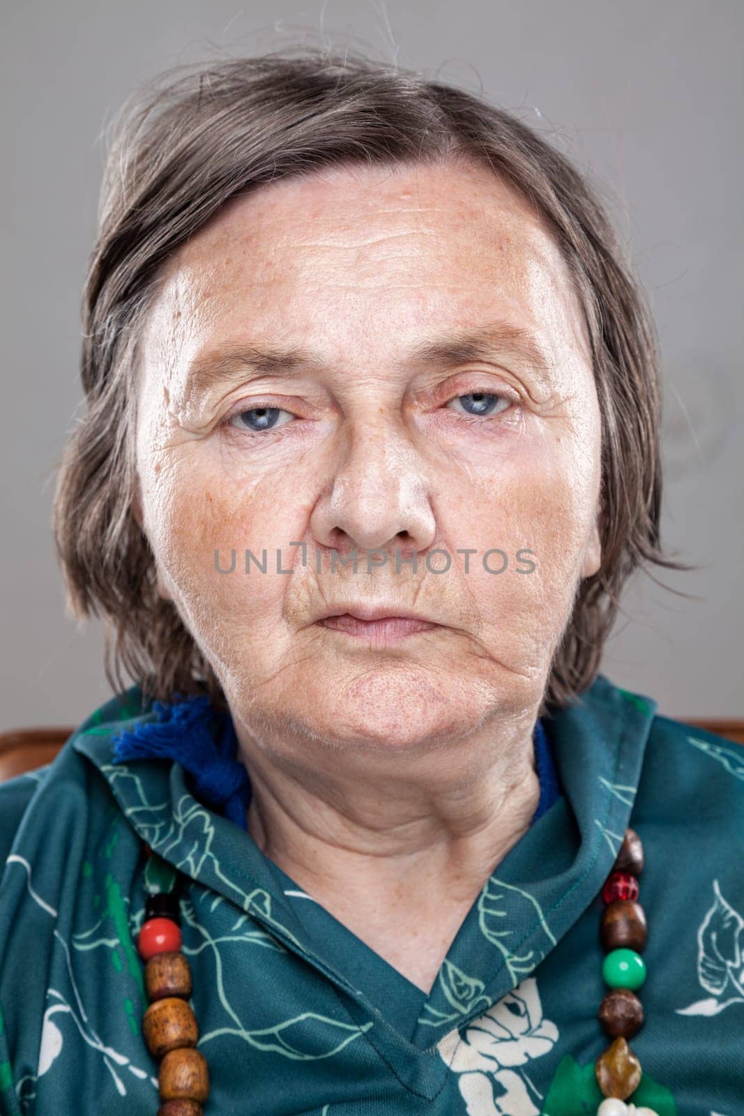Closeup portrait of an elderly woman